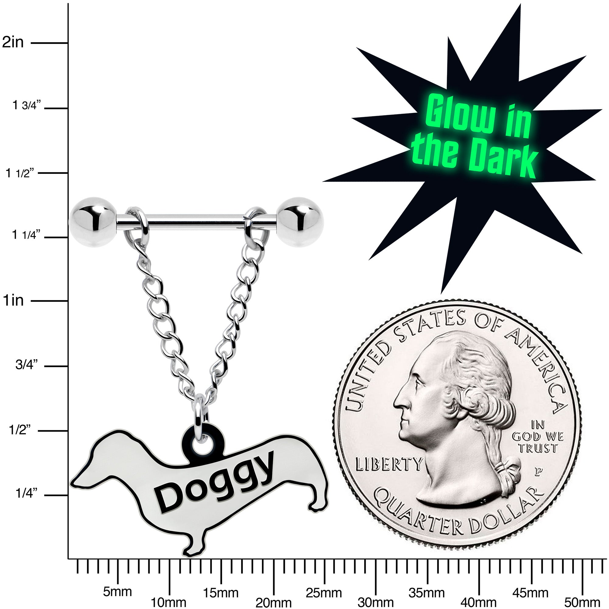 Dog Dangle Nipple Ring Glow in the Dark Jewelry