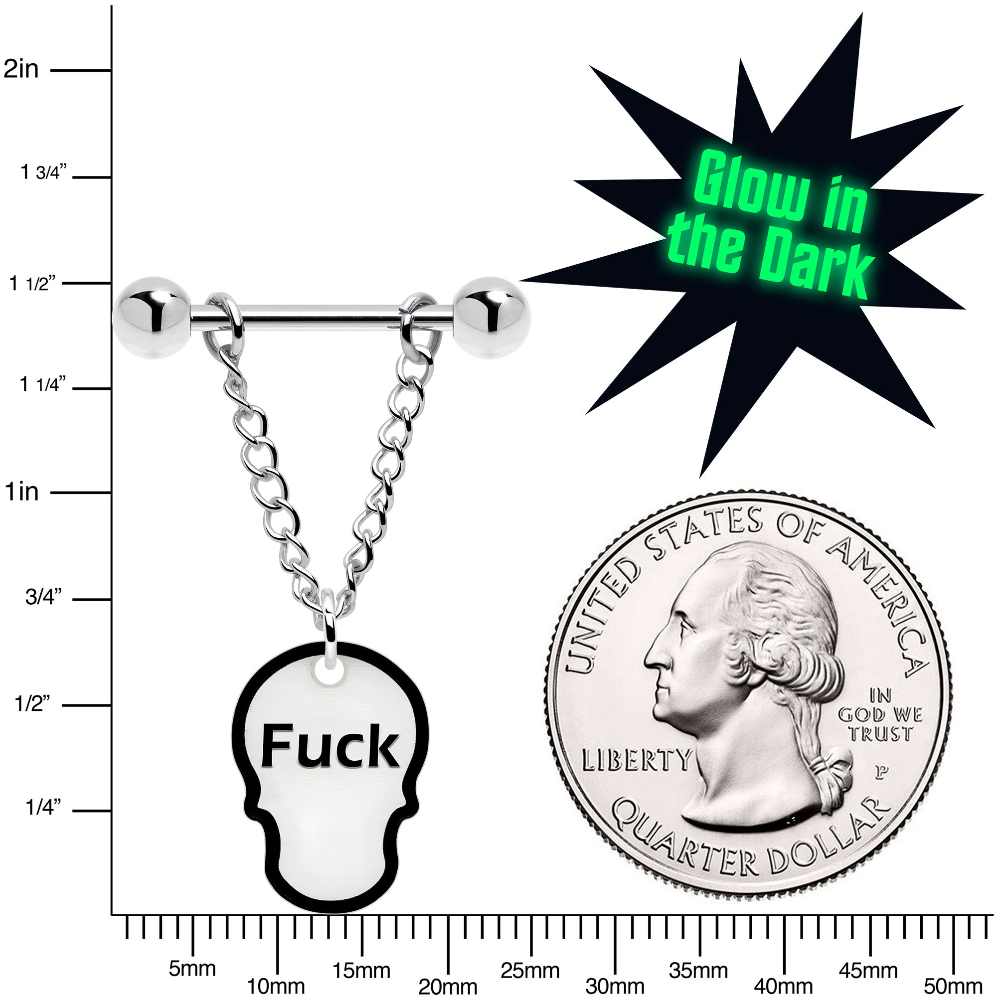 Skull Dangle Nipple Ring Glow in the Dark Jewelry