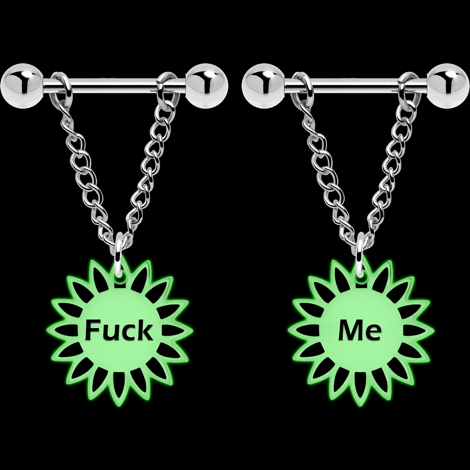 Glow in the Dark Sunflower Chain Dangle Nipple Jewelry