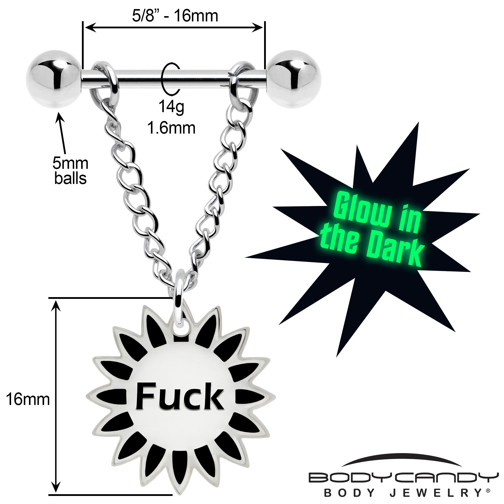 Stainless Steel Fuck Me Sunflowe Nipple Piercing Set