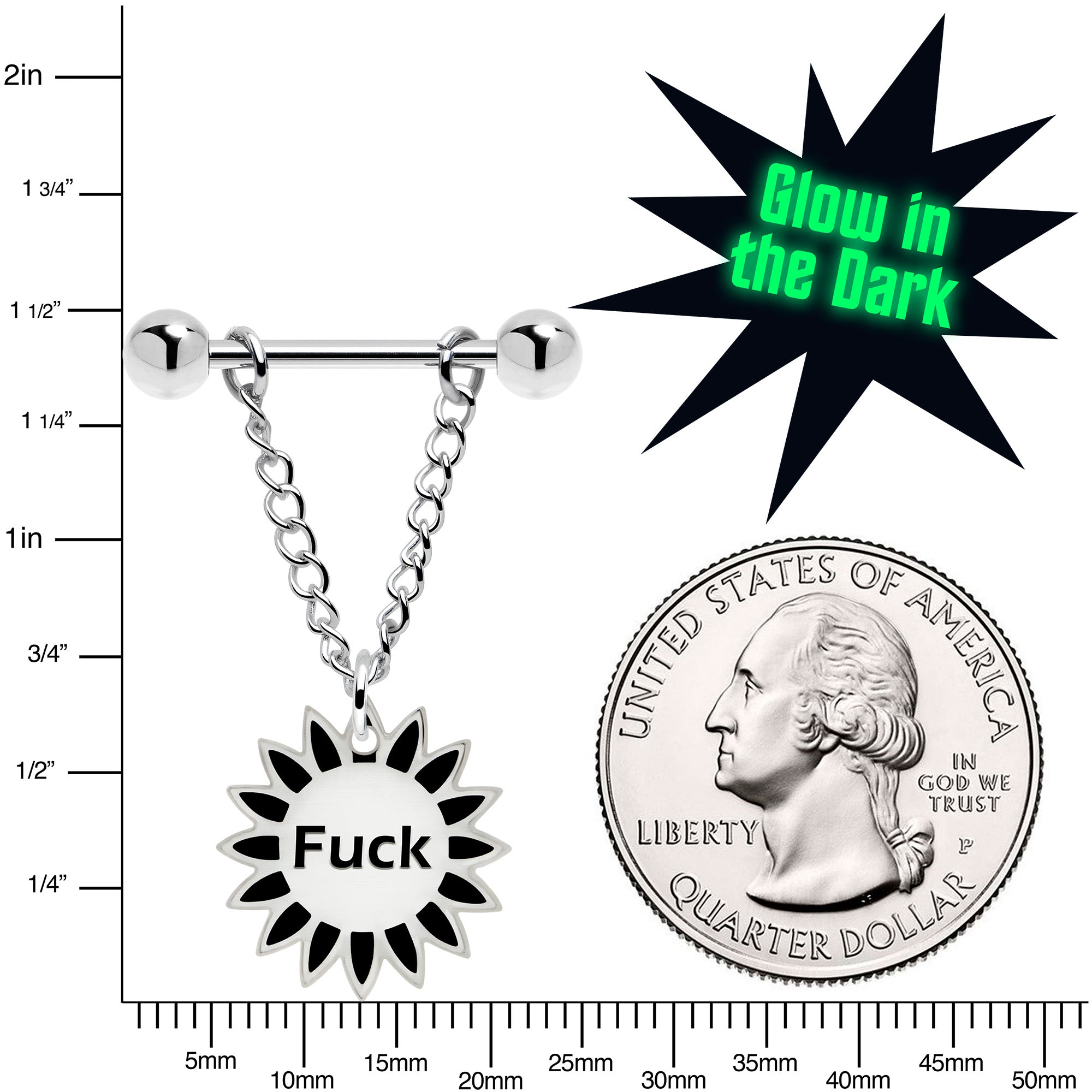 Flower Dangle Nipple Ring Glow in the Dark Jewelry