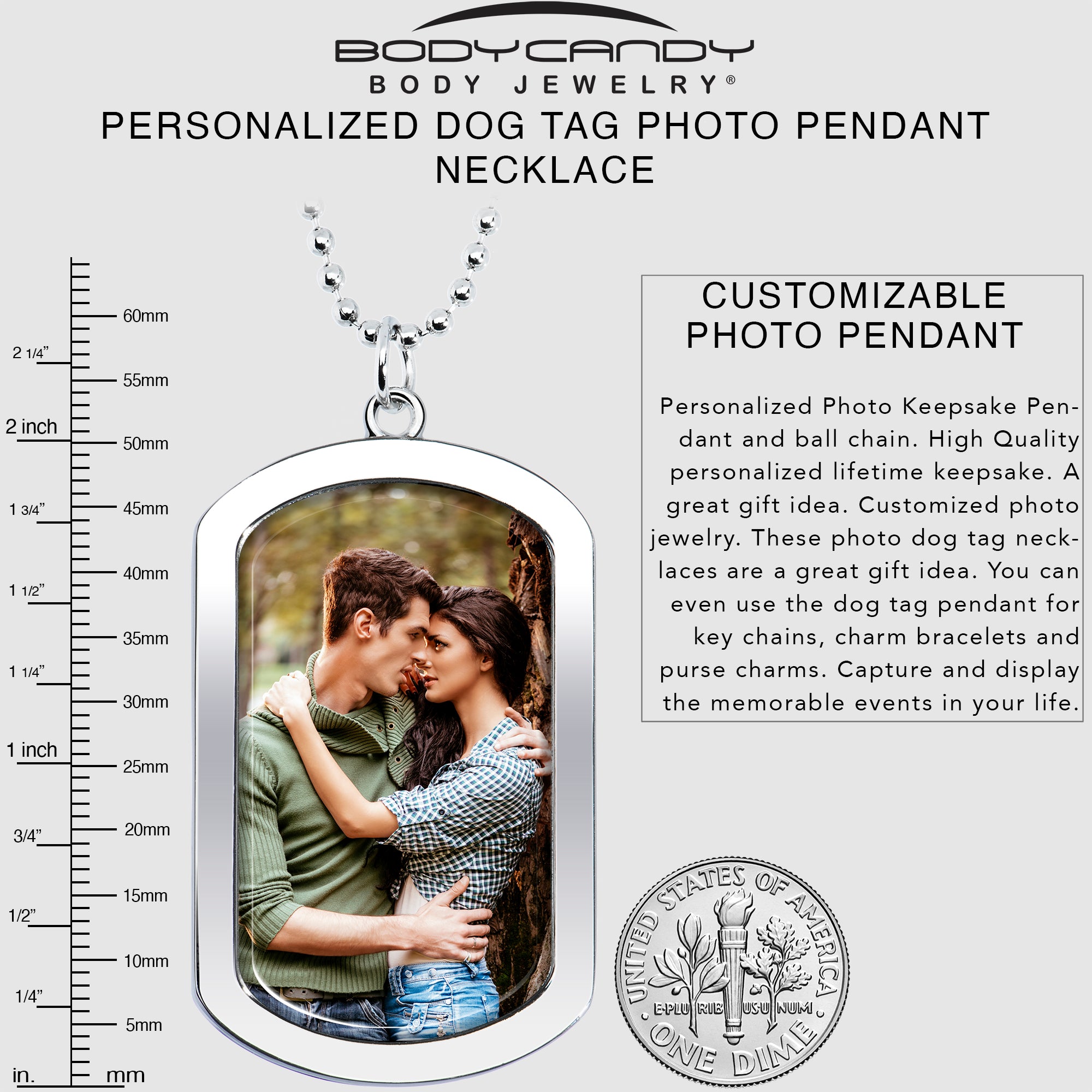 Personalized Dog Tag Photo Pendant Necklace
