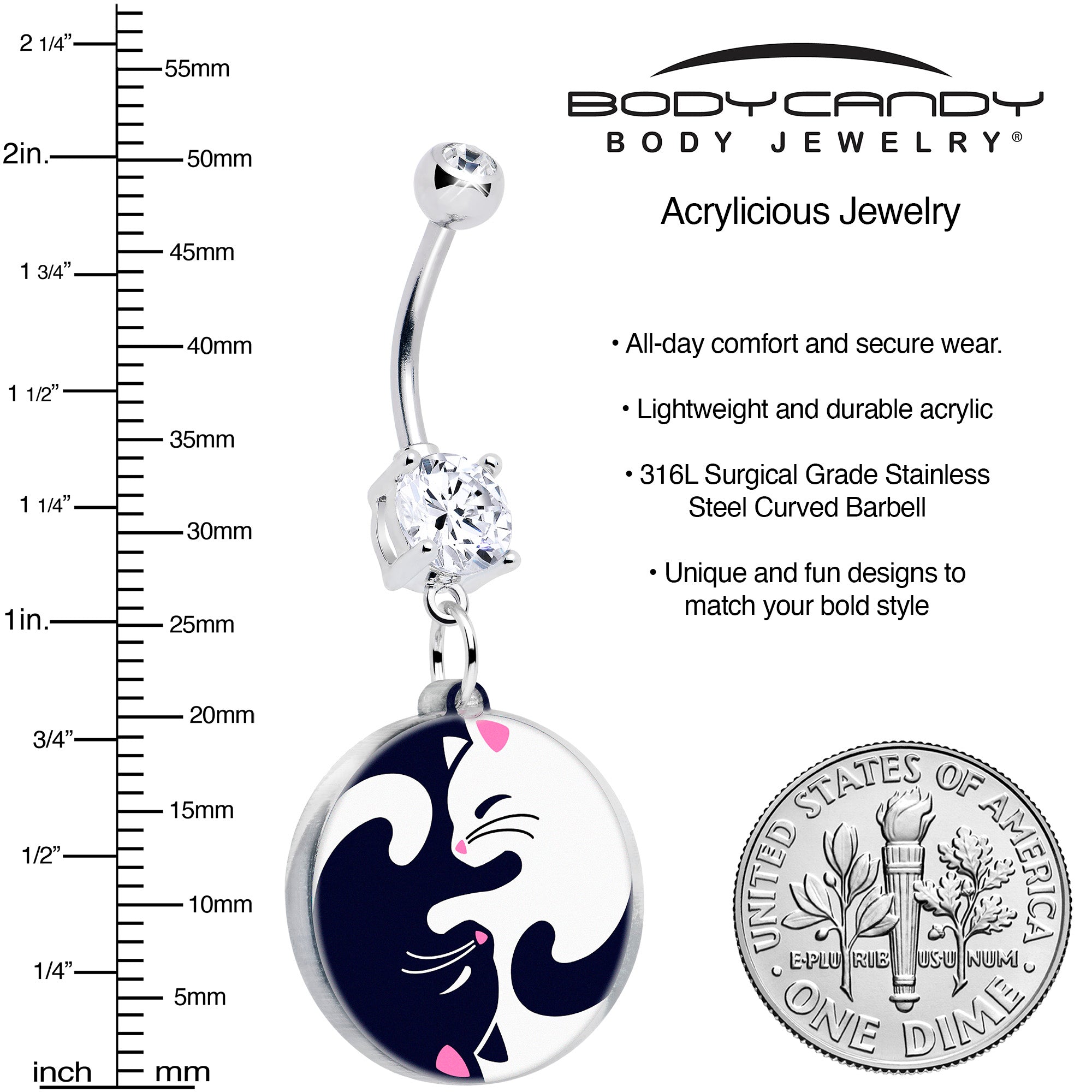 Double Gem Cat Belly Button Ring