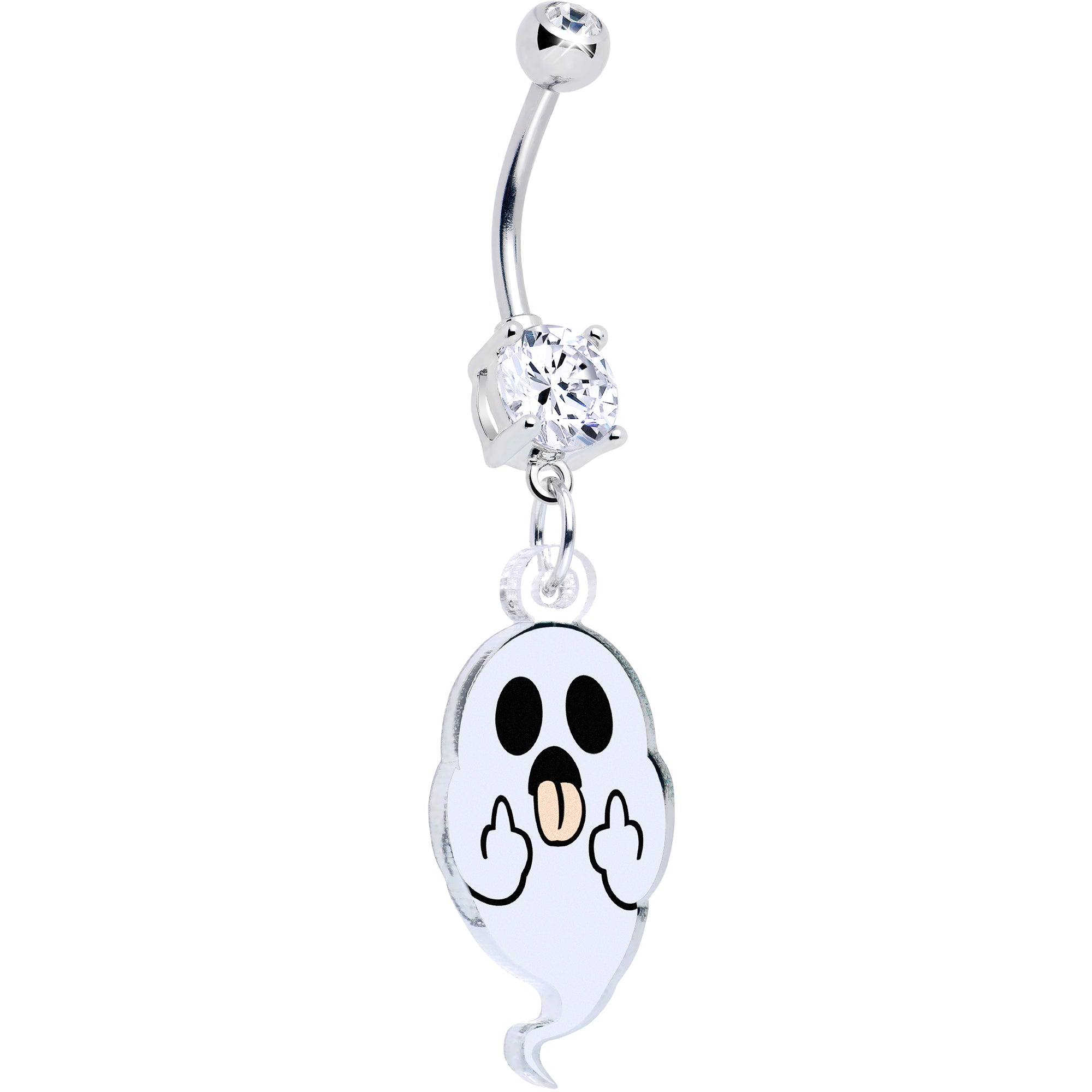 Acrylicious Sassy Spirit Middle Finger Ghost Dangle Belly Ring