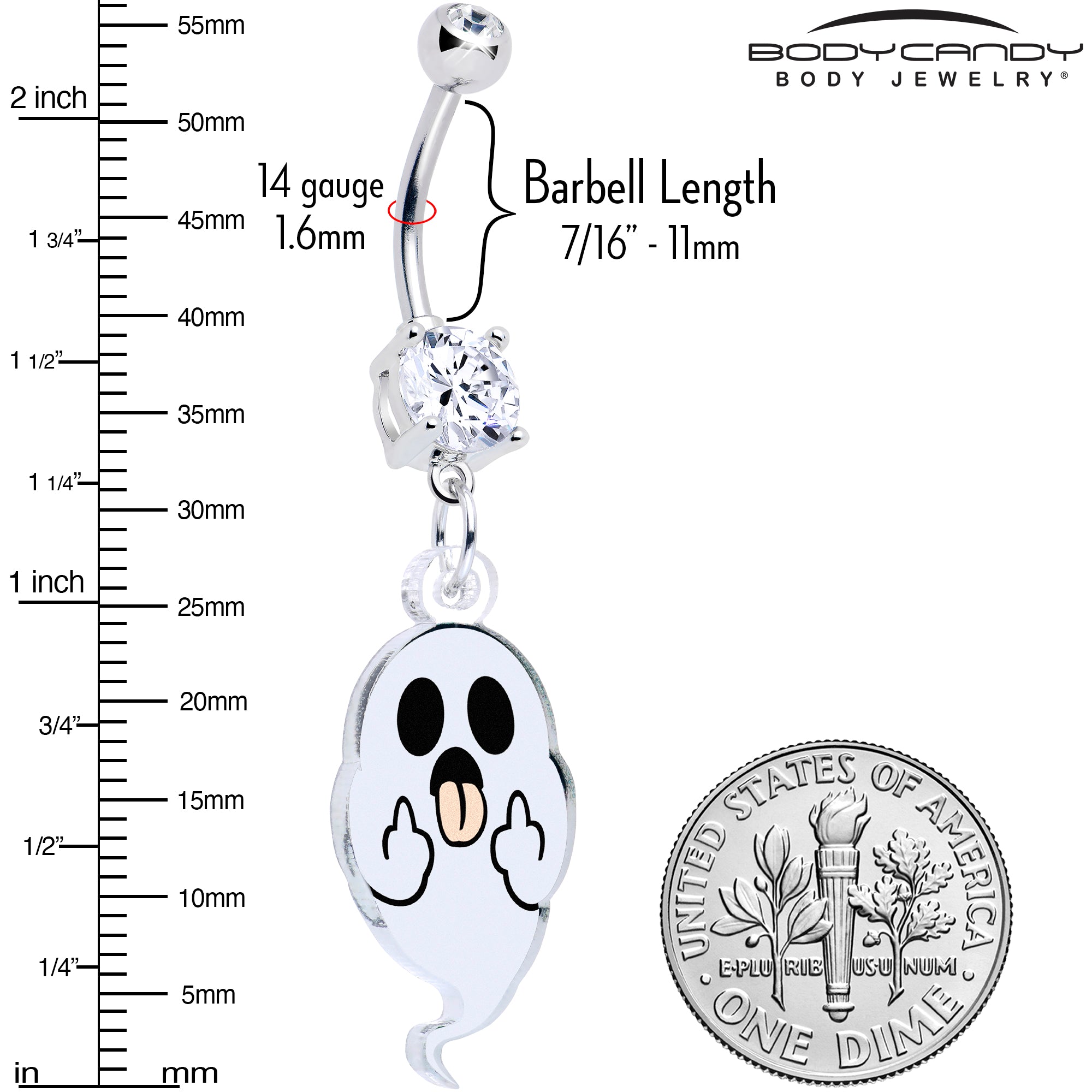 Onyx O Acrylicious Sassy Spirit Ghost Dangle Belly Ring