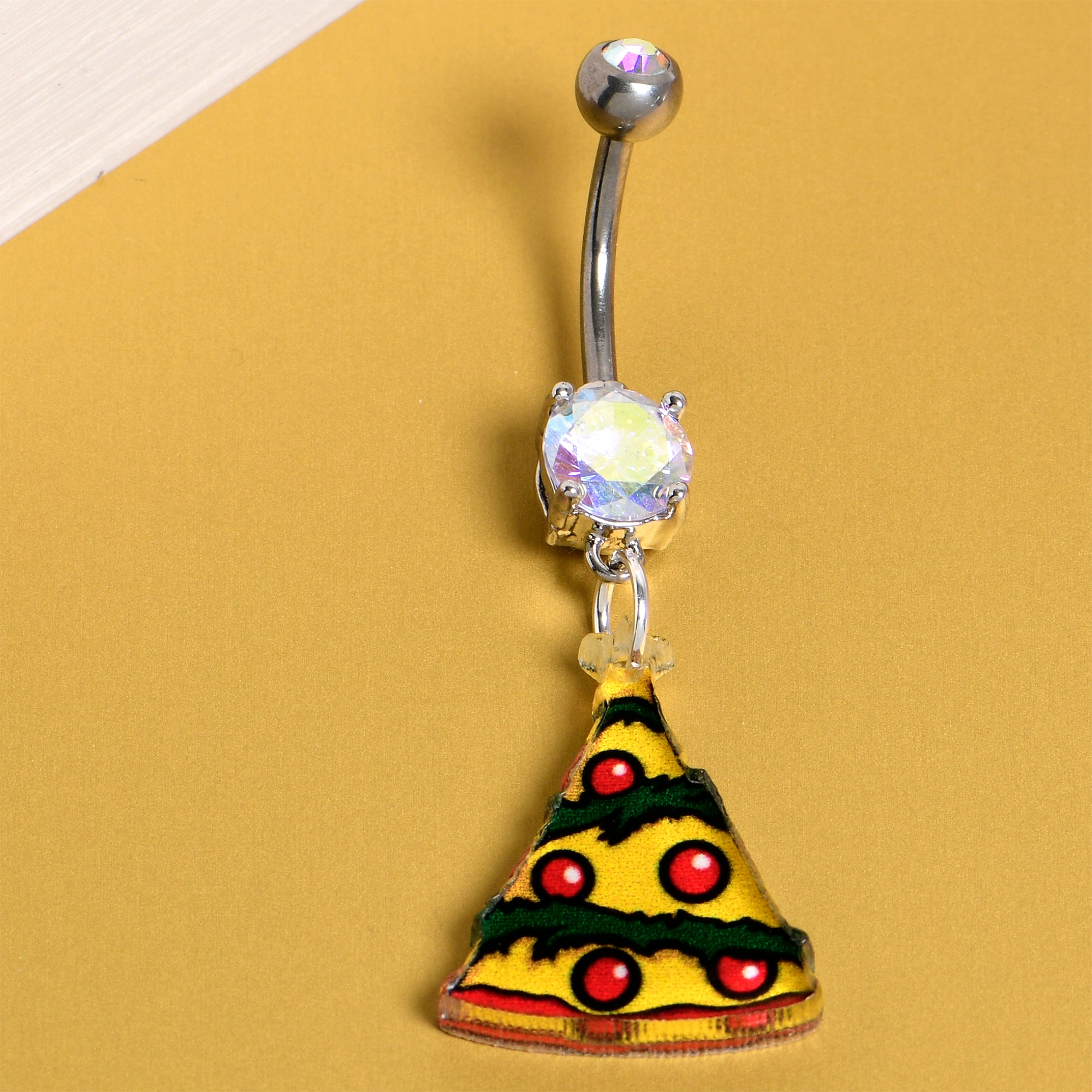 Christmas tree pizza charm dangle navel ring