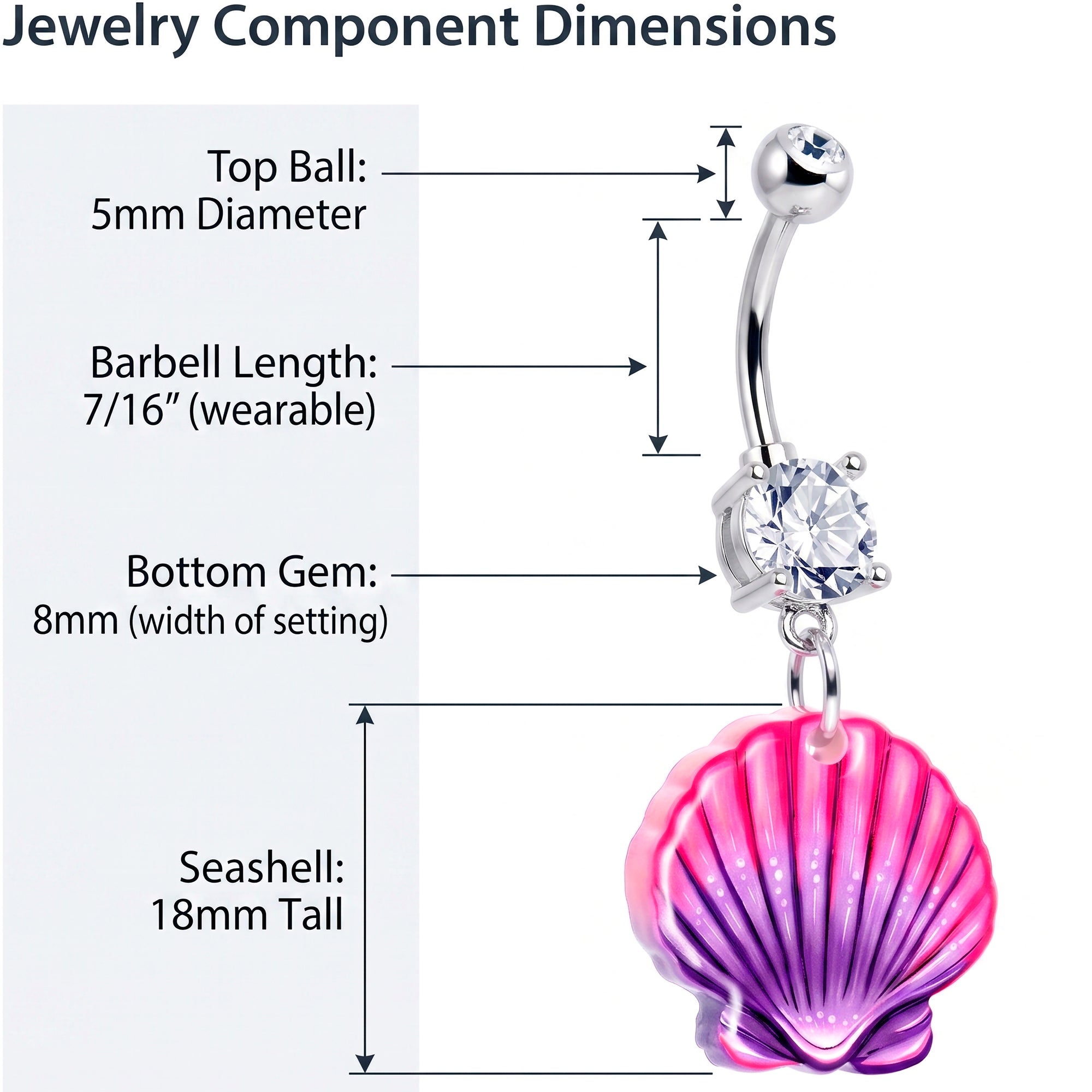 Seashell Dangle Belly Button Ring — Designed by Onyx O