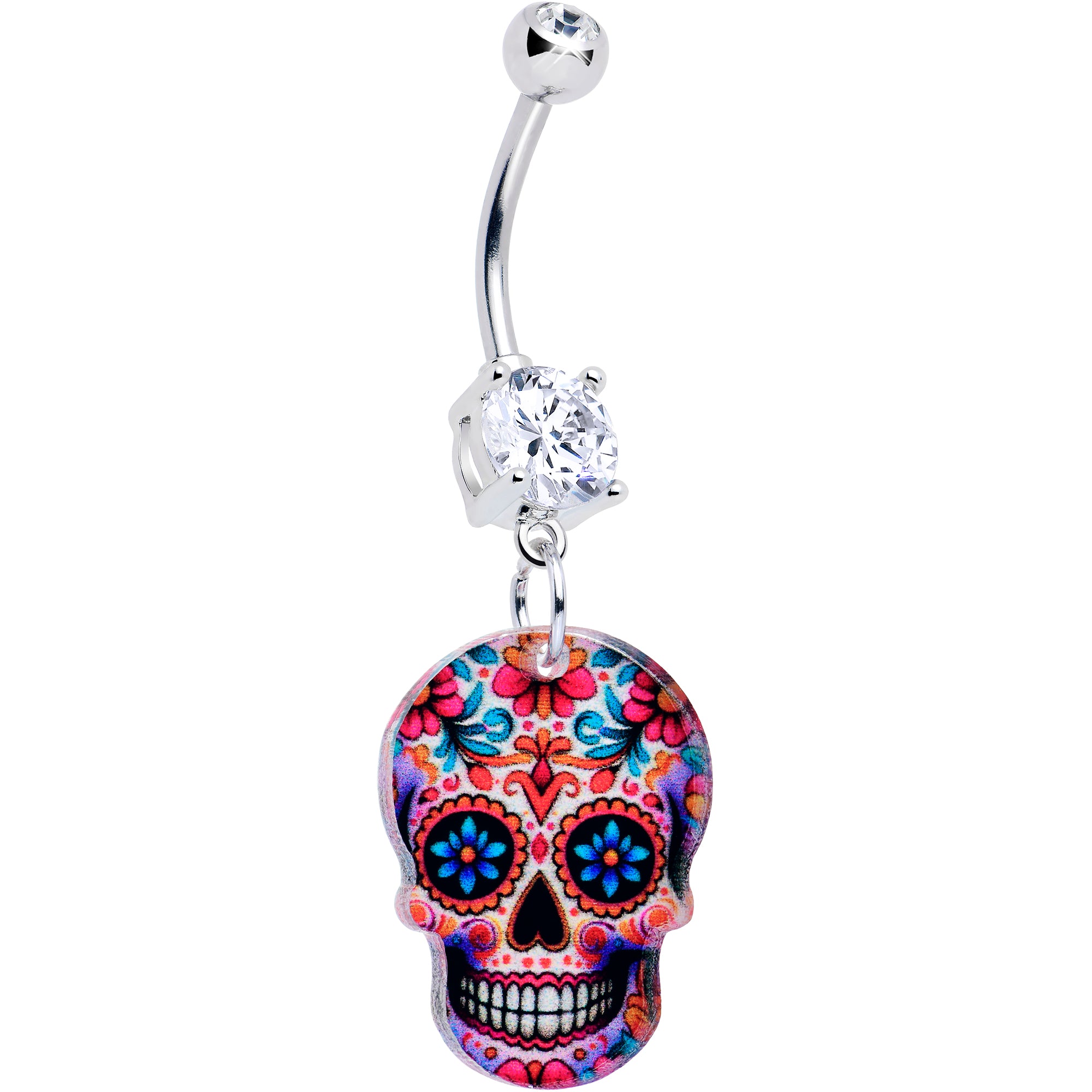 Acrylicious Happy Sugar Skull Dangle Belly Ring