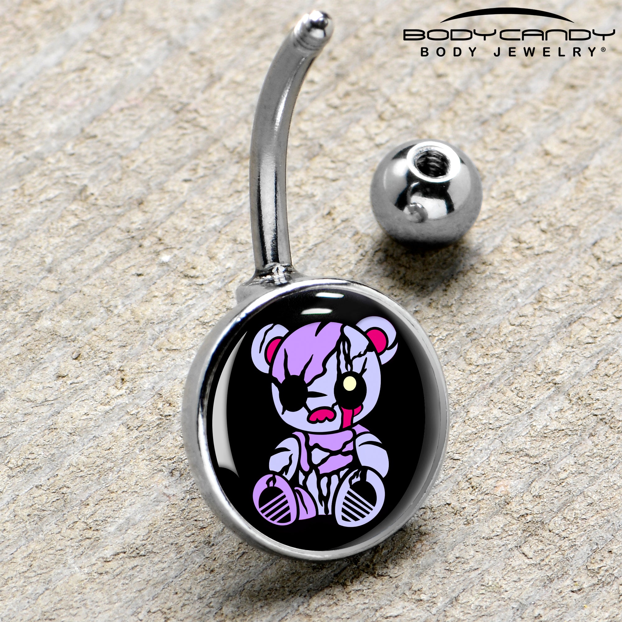 Attitude Teddy Bear Stainless Steel Belly Ring handmade design