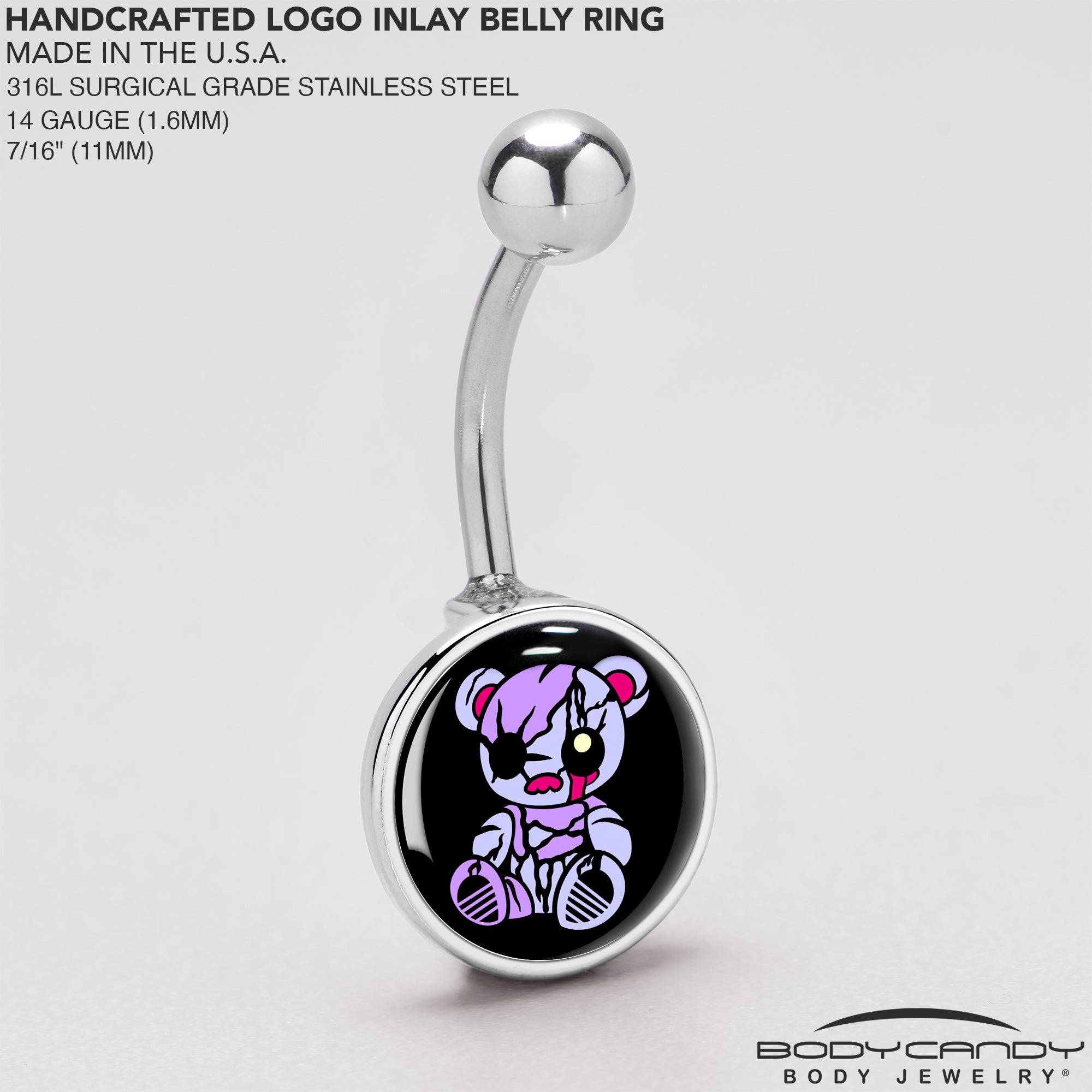 Attitude Teddy Bear Stainless Steel Belly Ring stainless steel navel piercing