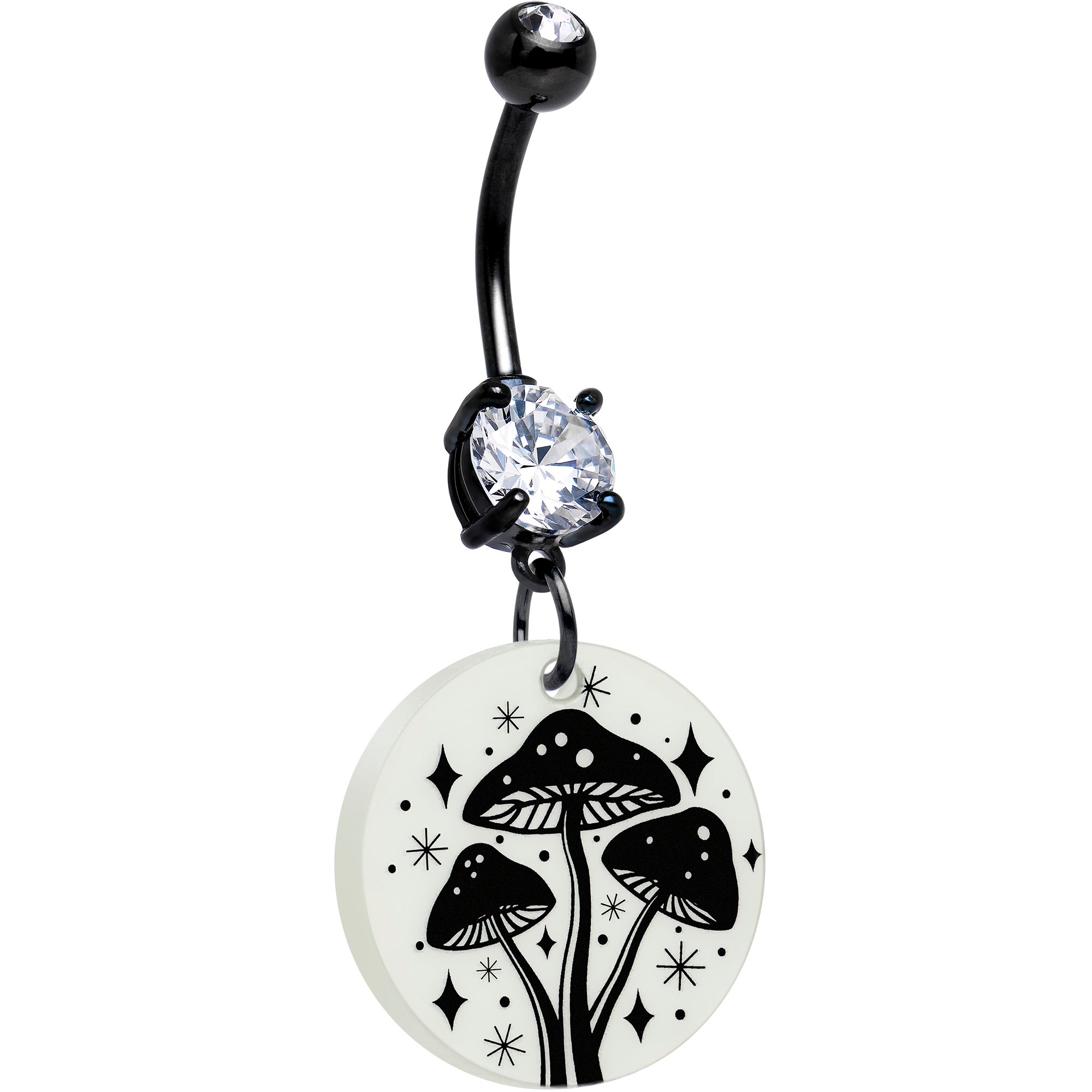 Onyx O mystic mushroom belly piercing jewelry