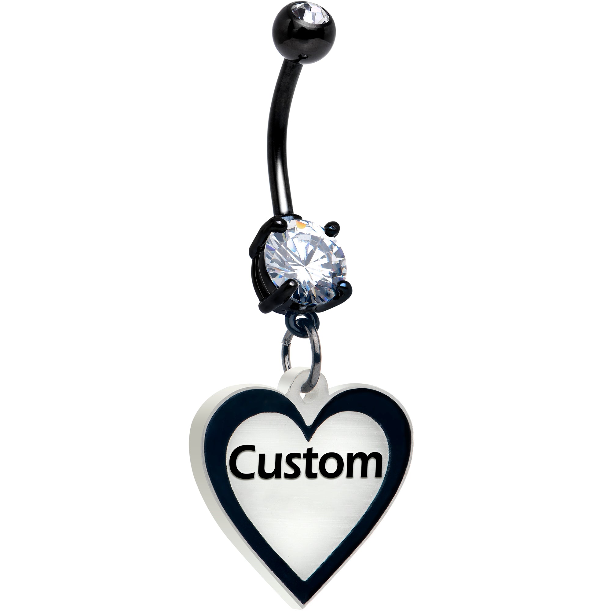 Custom Heart Glow in the Dark Dangle Belly Ring
