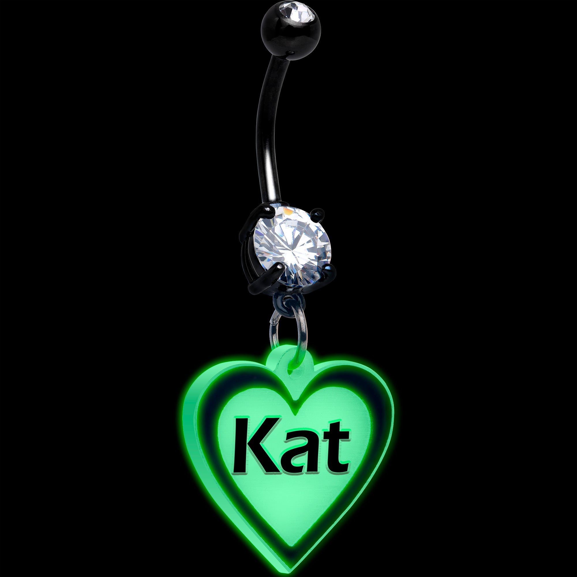 Glow in the Dark Heart Belly Ring Custom Design