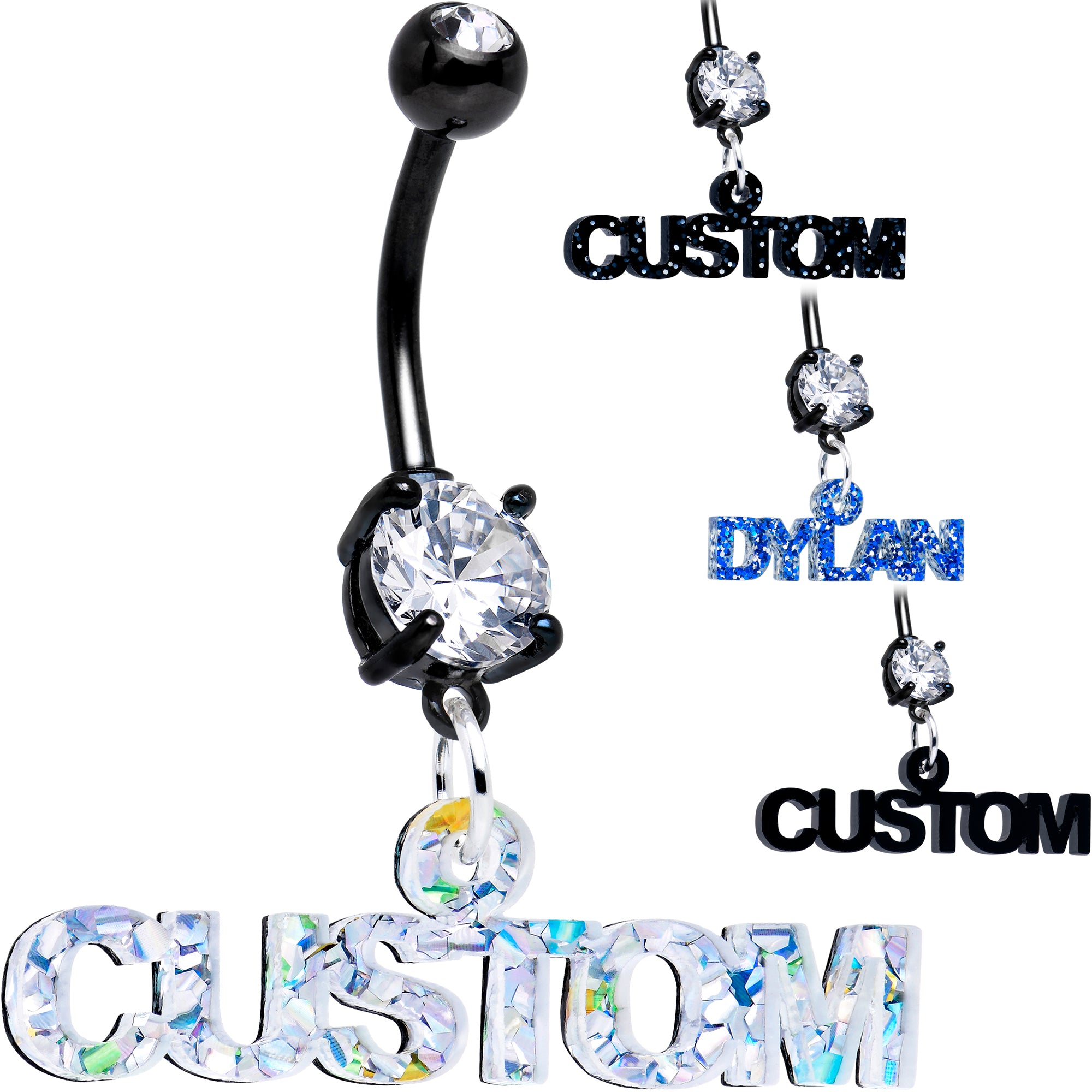 custom name belly button ring personalize
