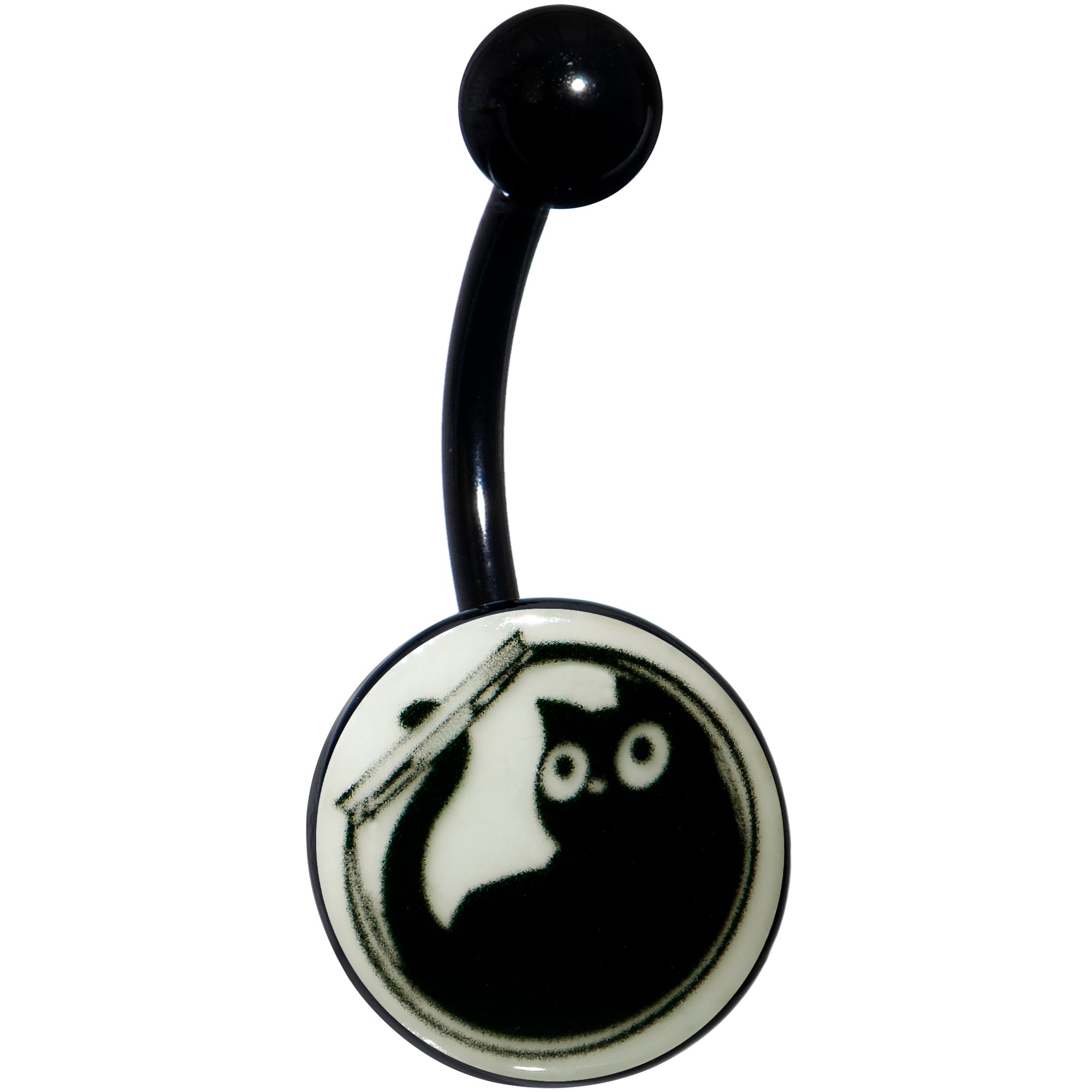 Glow in the Dark Fishbowl Kitty Cat Belly Ring