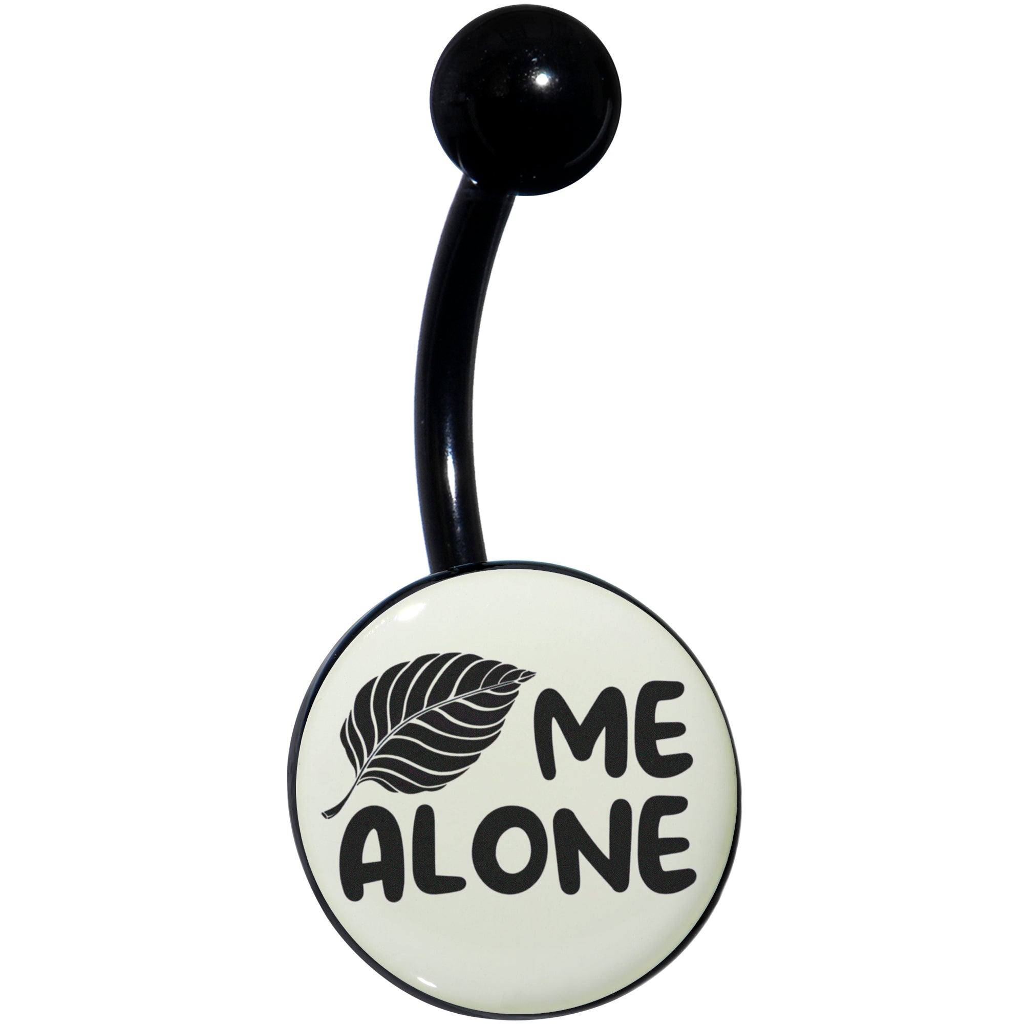 Glow in the Dark Black Leaf Me Alone Hypoallergenic Stainless Steel Belly Ring