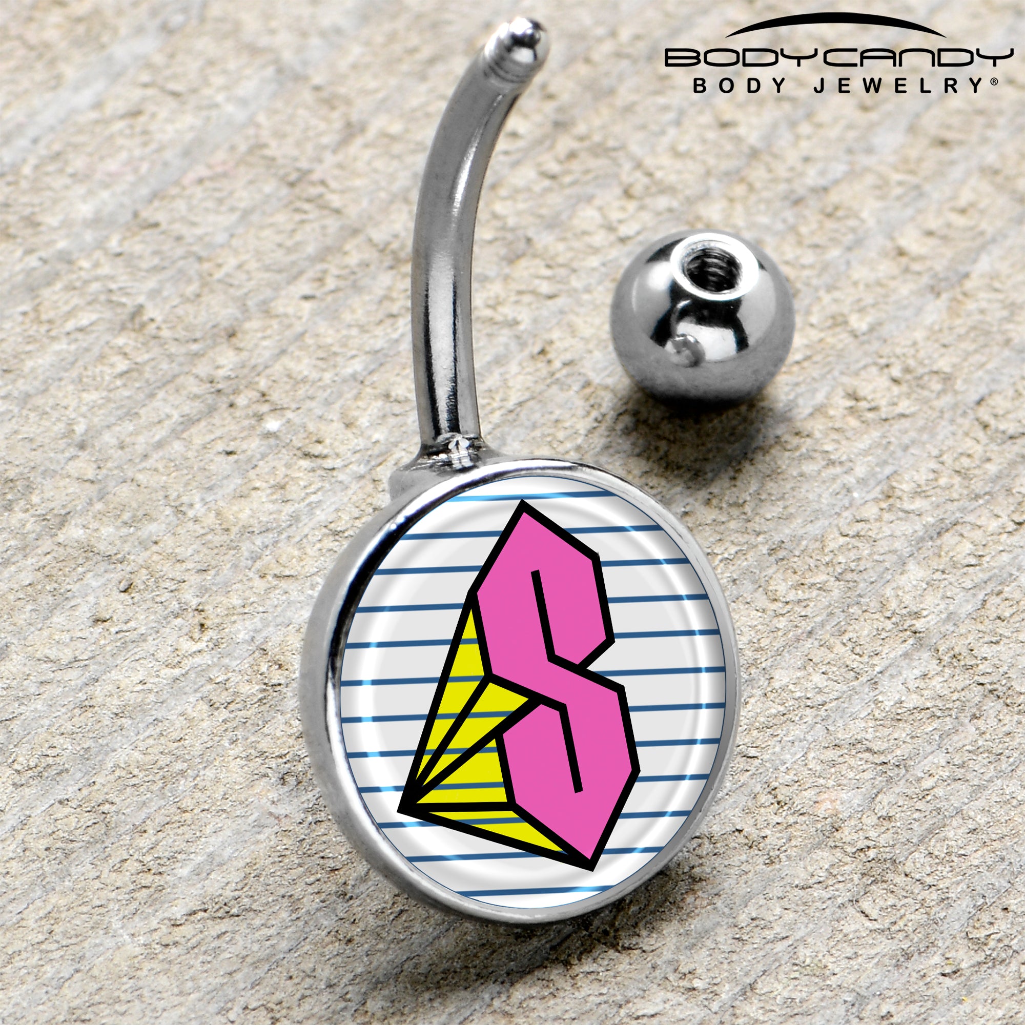 Hot Pink Cool S Stainless Steel Belly Ring handmade design