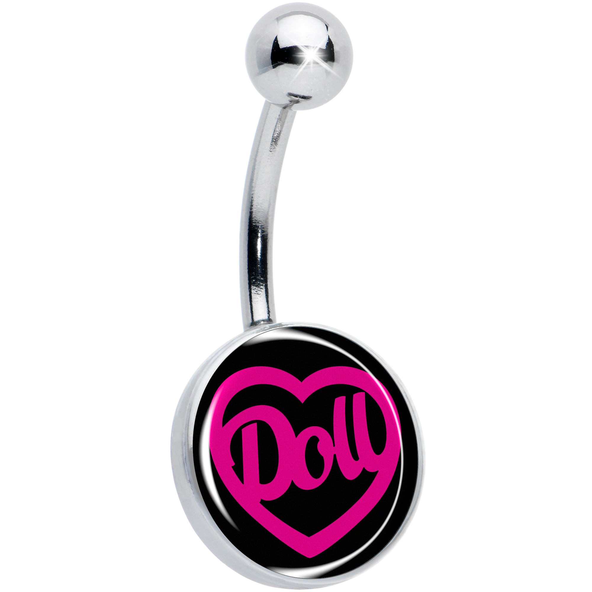 Hollow Heart Doll Word Hypoallergenic Stainless Steel Belly Ring