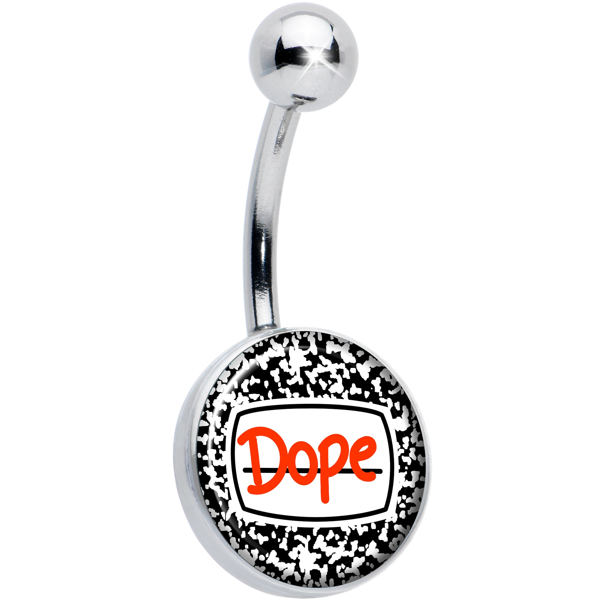 Dope Composition Notebook Hypoallergenic Stainless Steel Belly Ring