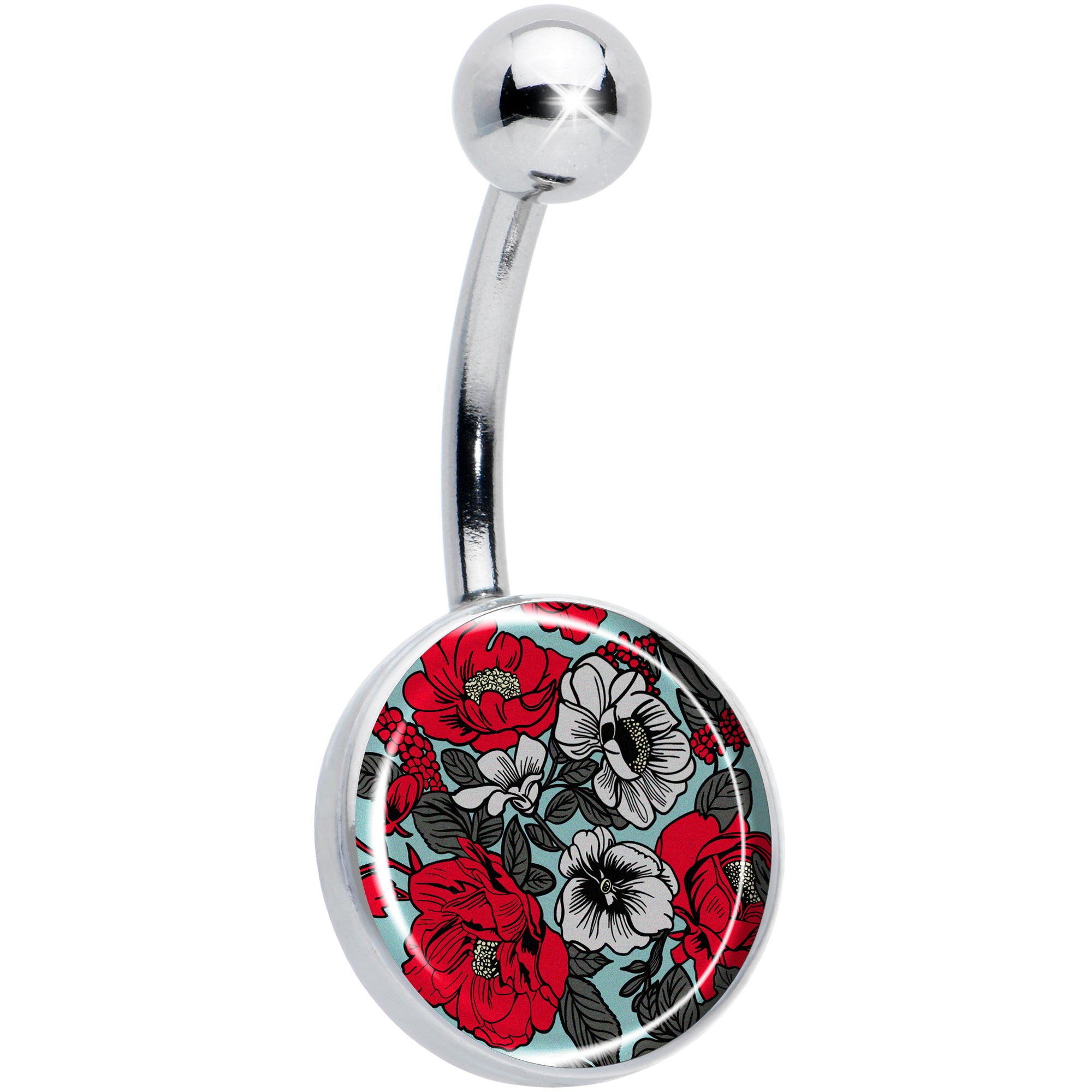 Blossom Creation Vibrant Bloom of Flowers Hypoallergenic Stainless Steel Belly Ring