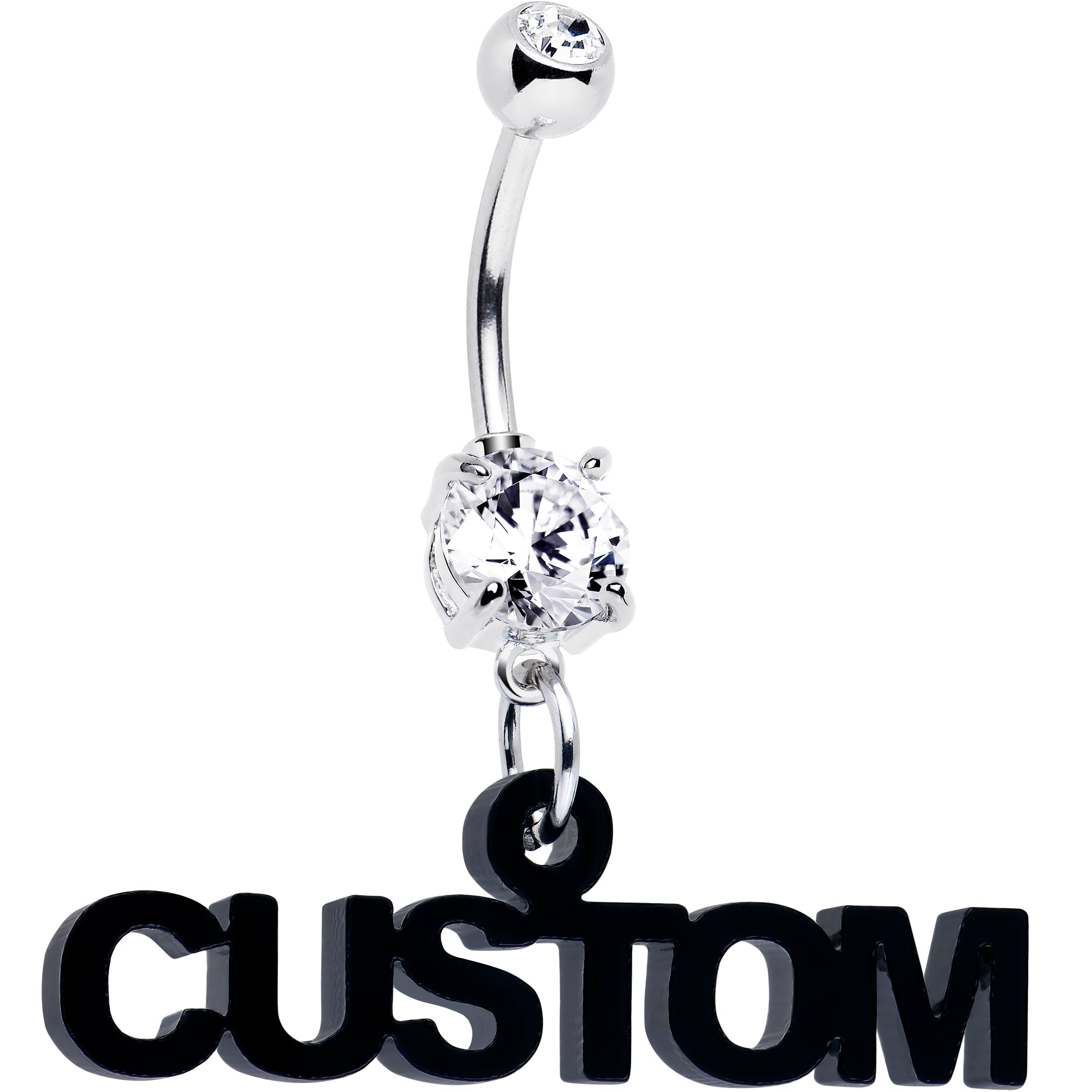Custom Double Gem Personalized Name Belly Ring