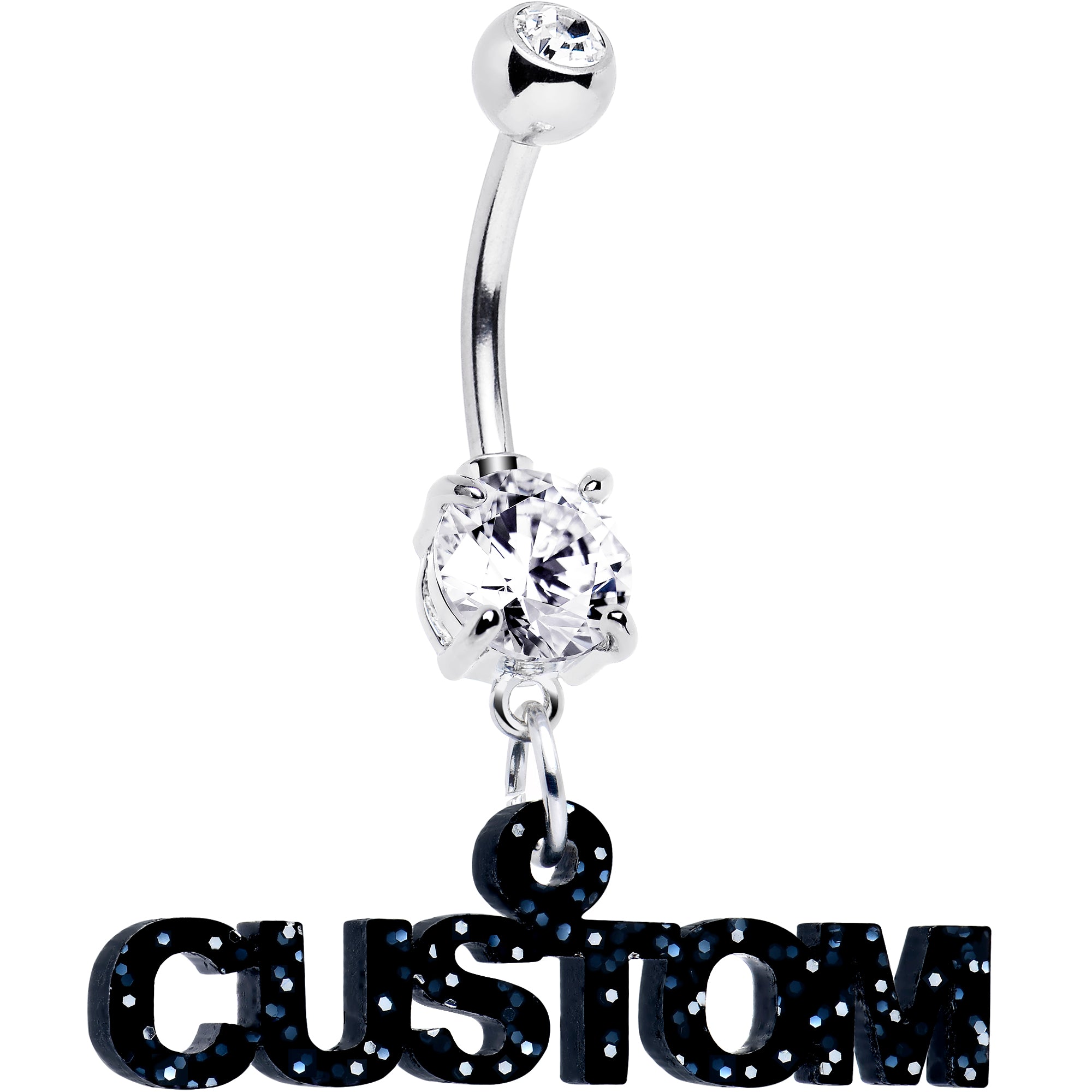 Custom Double Gem Personalized Name Belly Ring