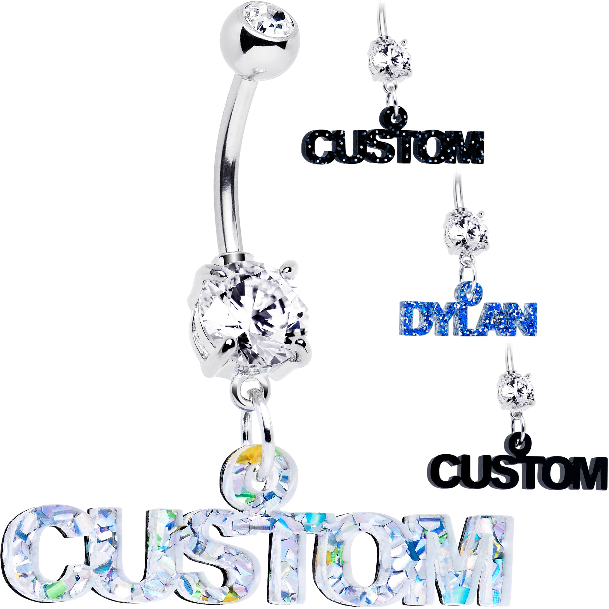 custom name belly button ring personalize