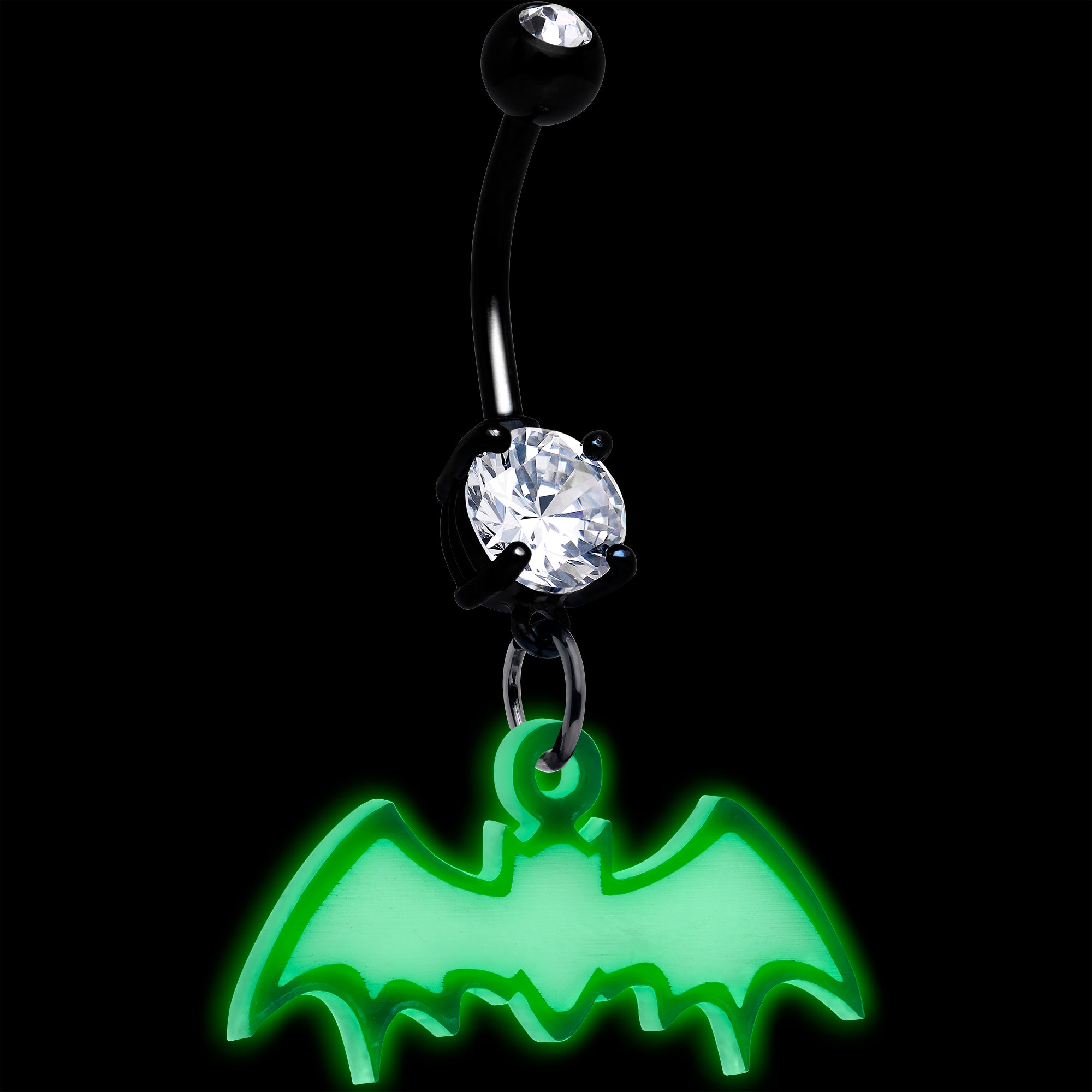 Glow Bat Belly Ring Dangle Jewelry