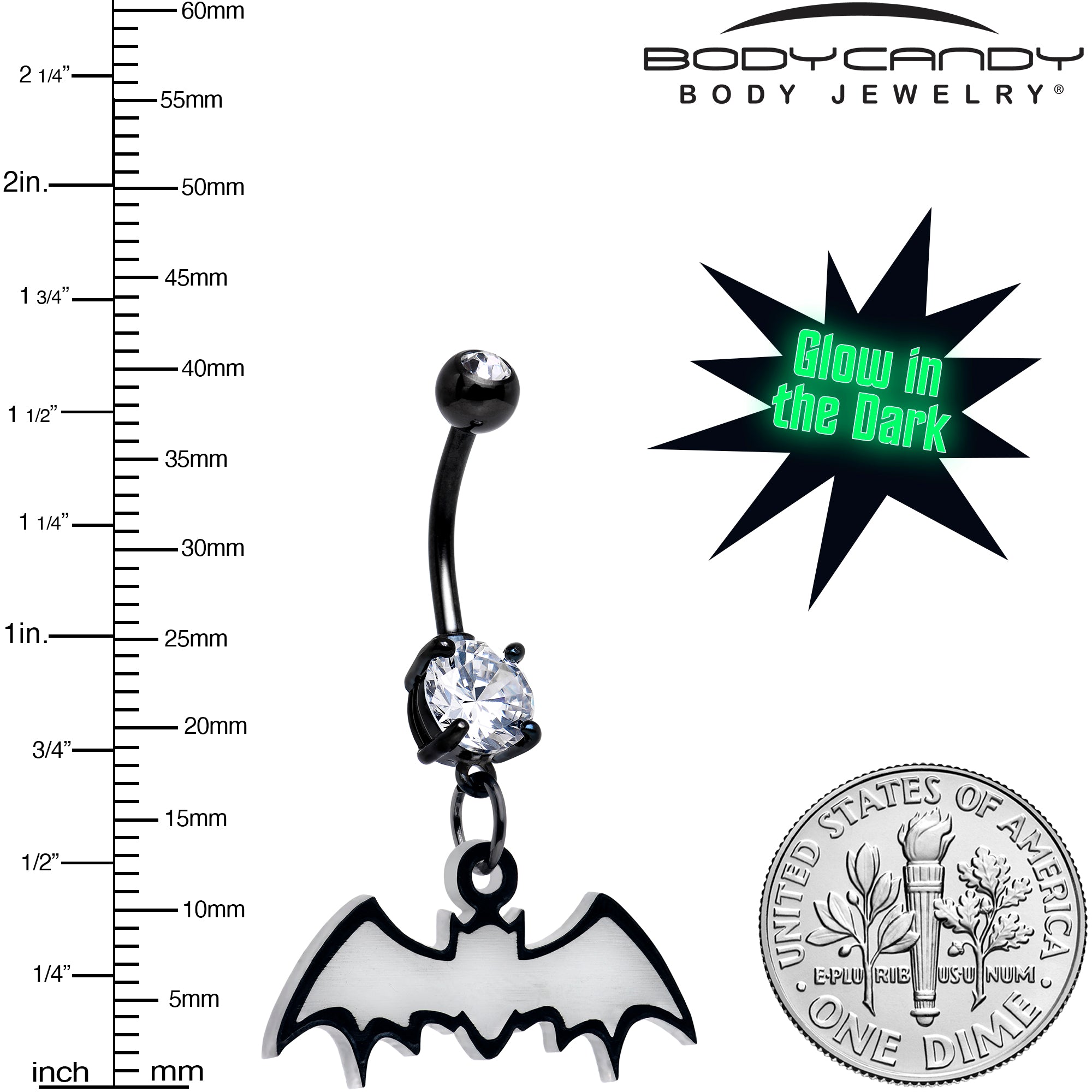 Onyx O Dangle Bat Belly Ring