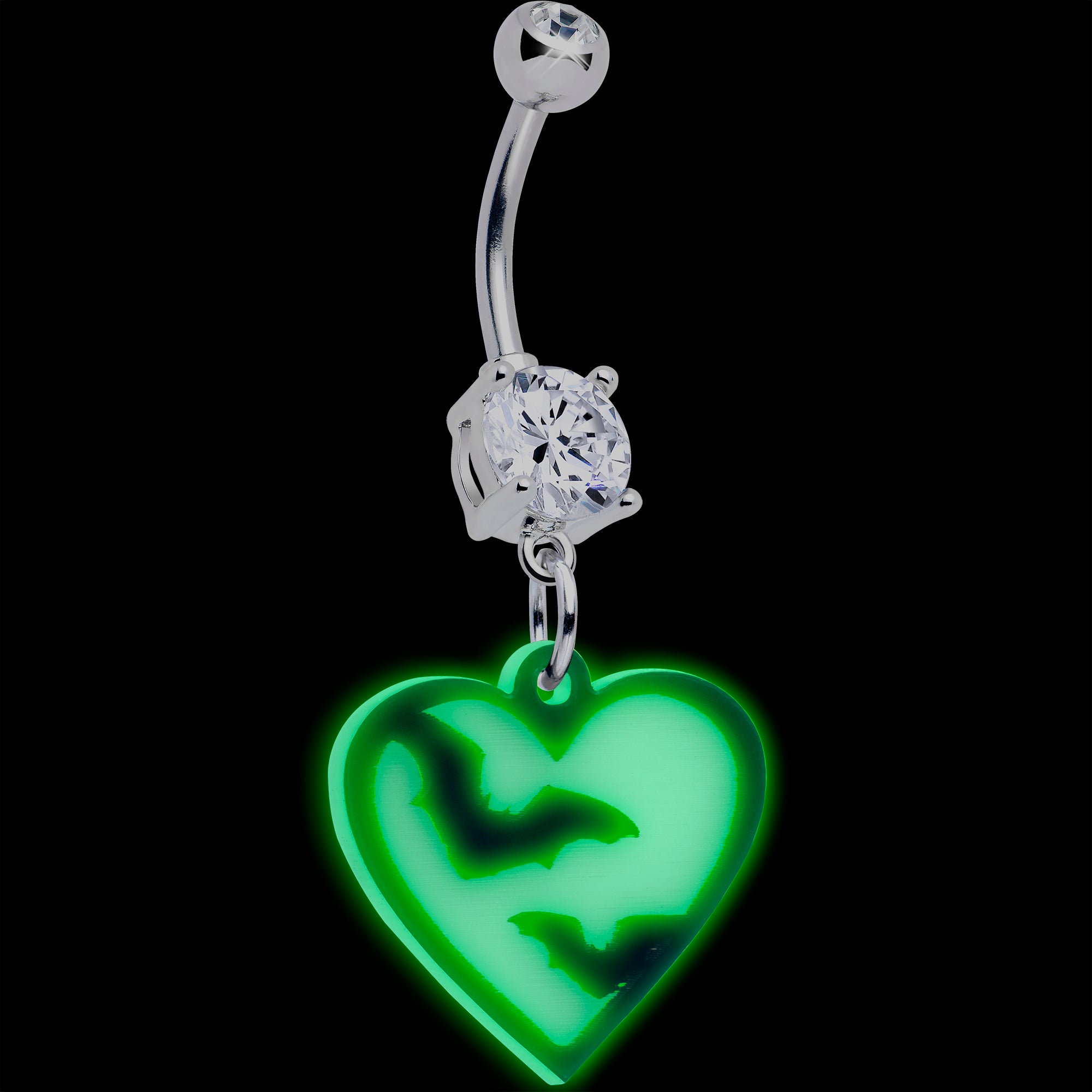 Onyx O Flying Bat Heart Belly Ring