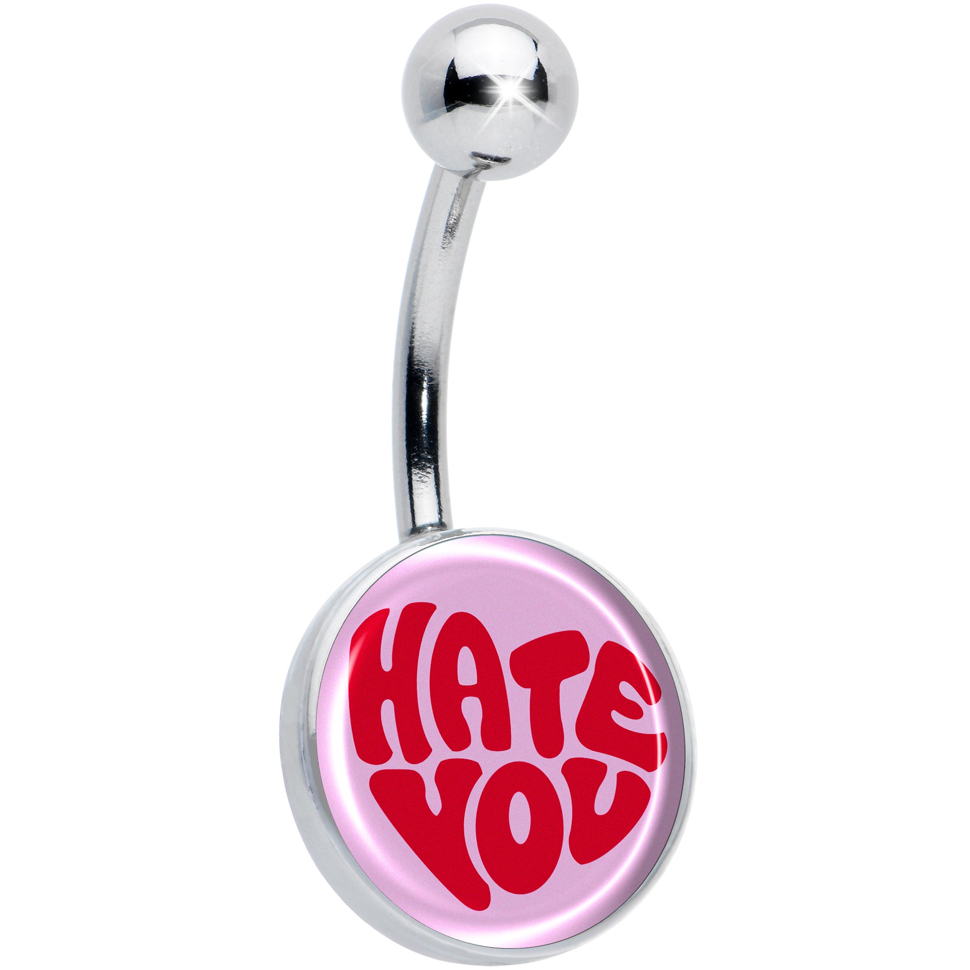 Retro Text Hate You Hypoallergenic Stainless Steel Belly Ring