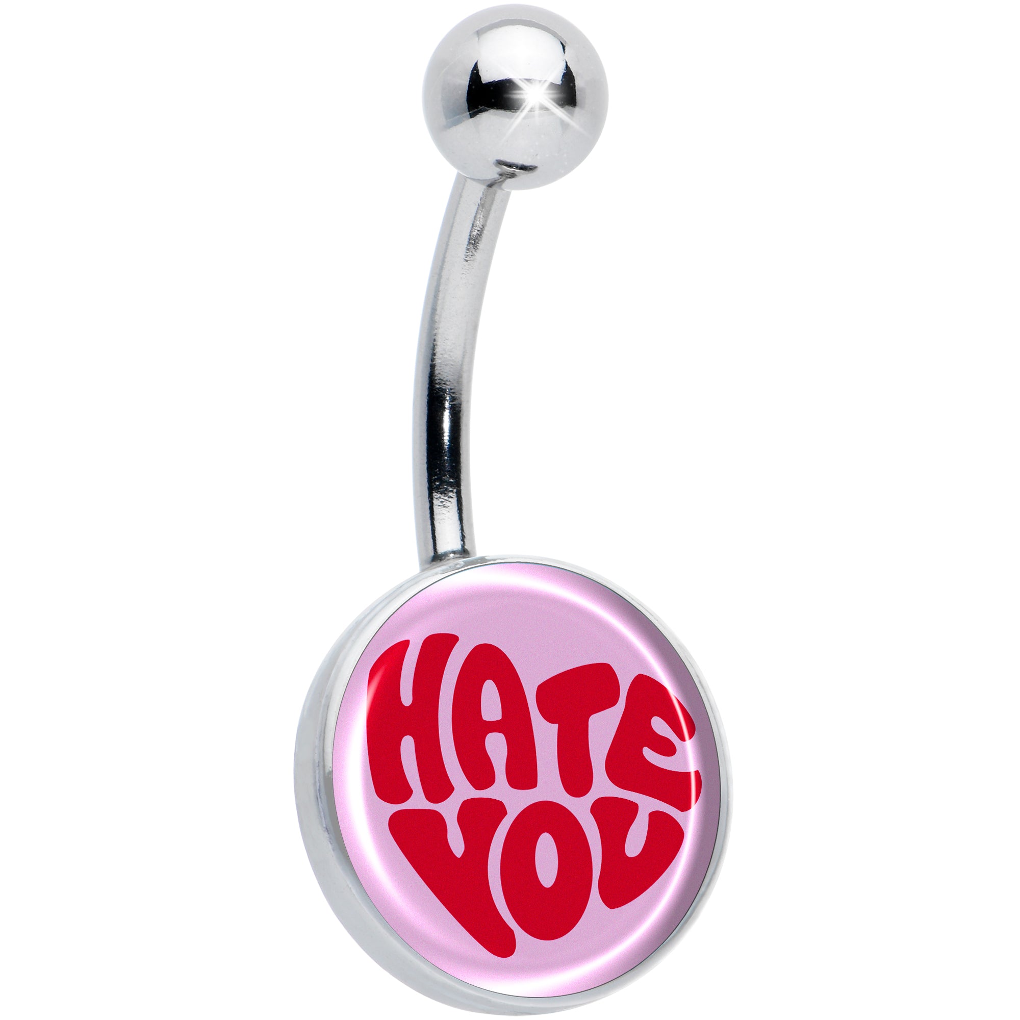 Retro Text Hate You Belly Ring