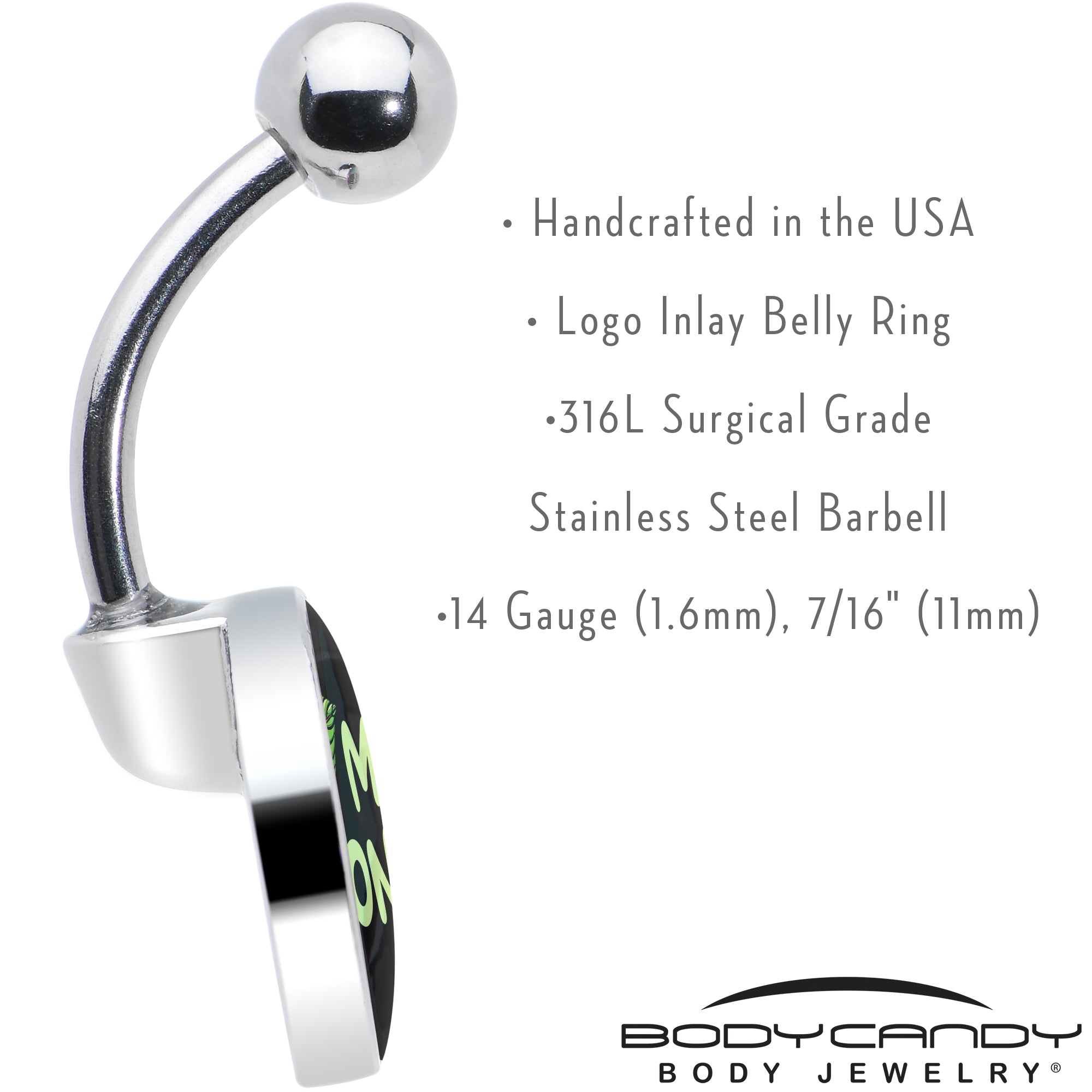 Black Green Leaf Me Alone Stainless Steel Belly Ring custom design option