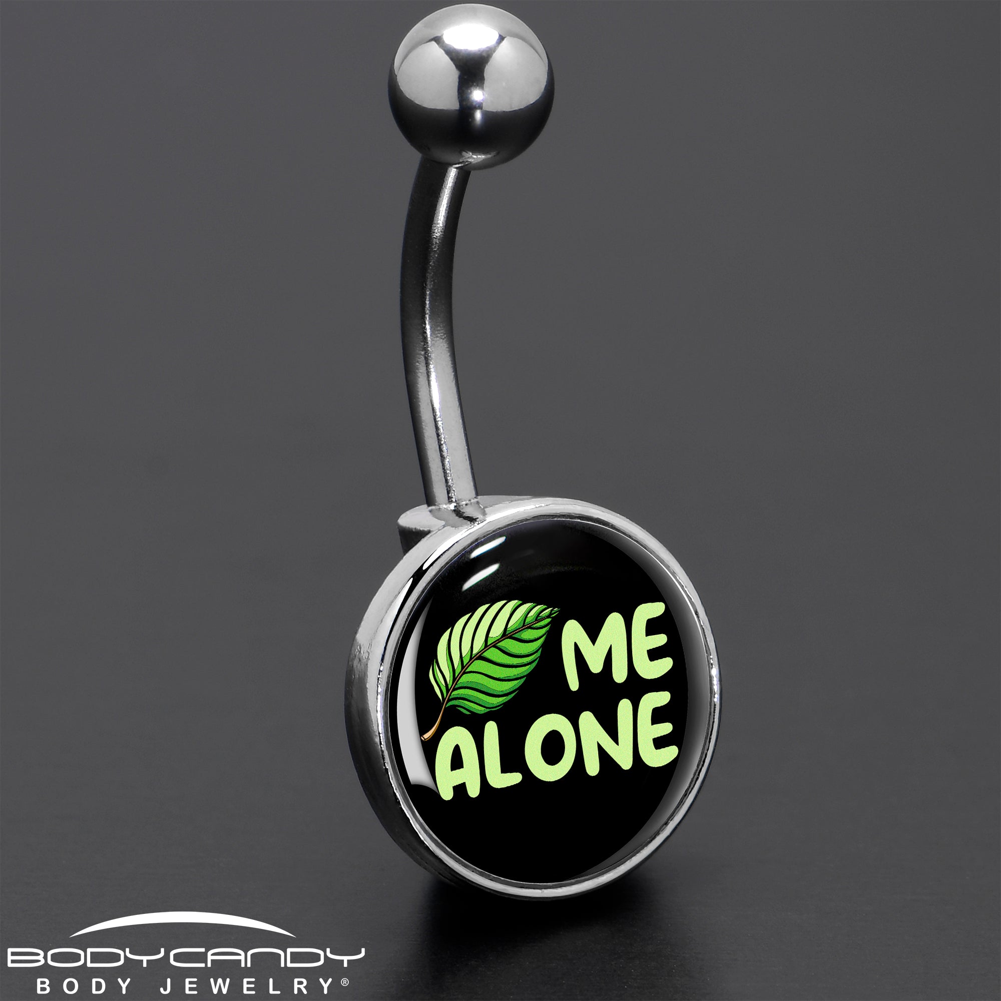 Black Green Leaf Me Alone Belly Ring by Onyx O