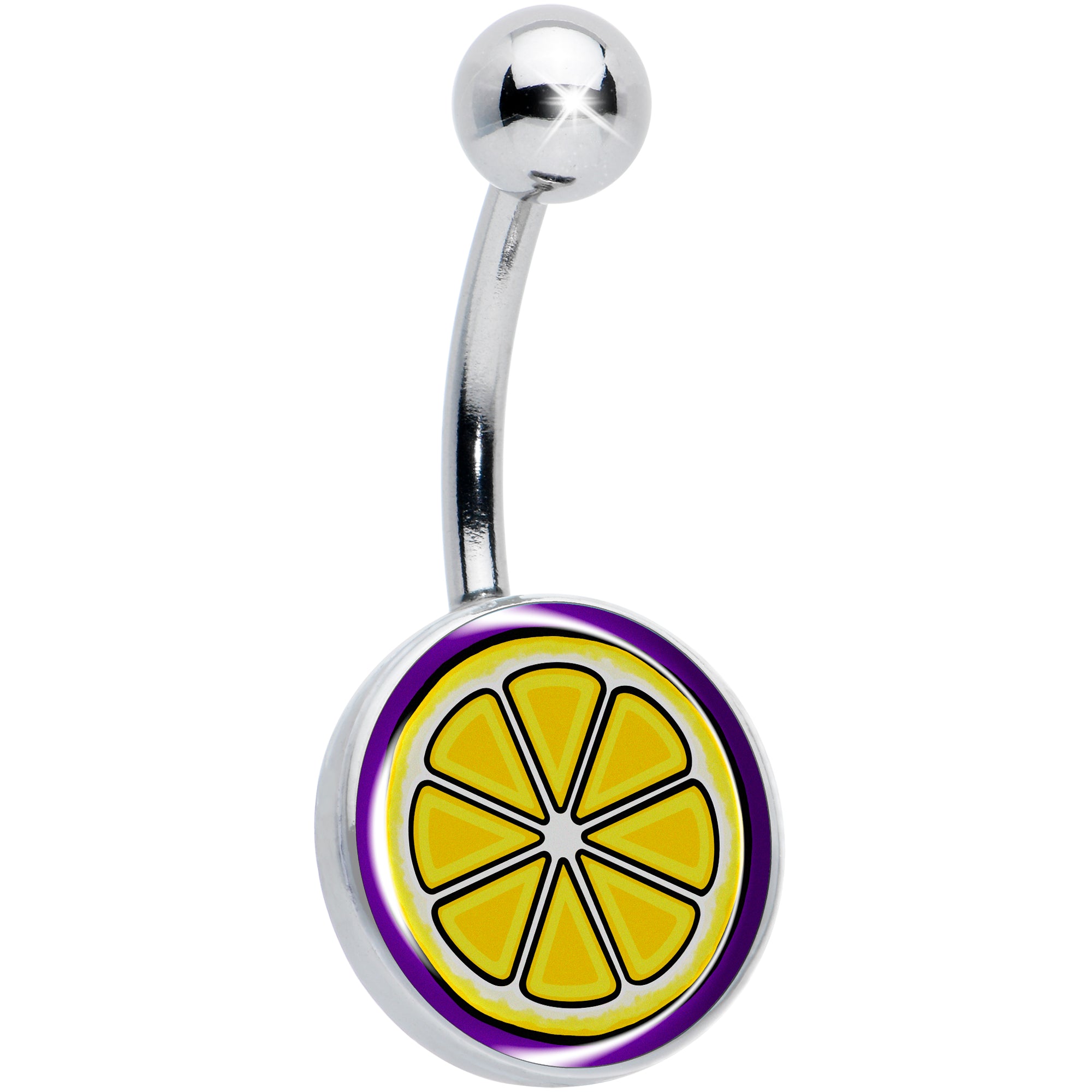 Yellow Slice of Lemon Hypoallergenic Stainless Steel Belly Ring