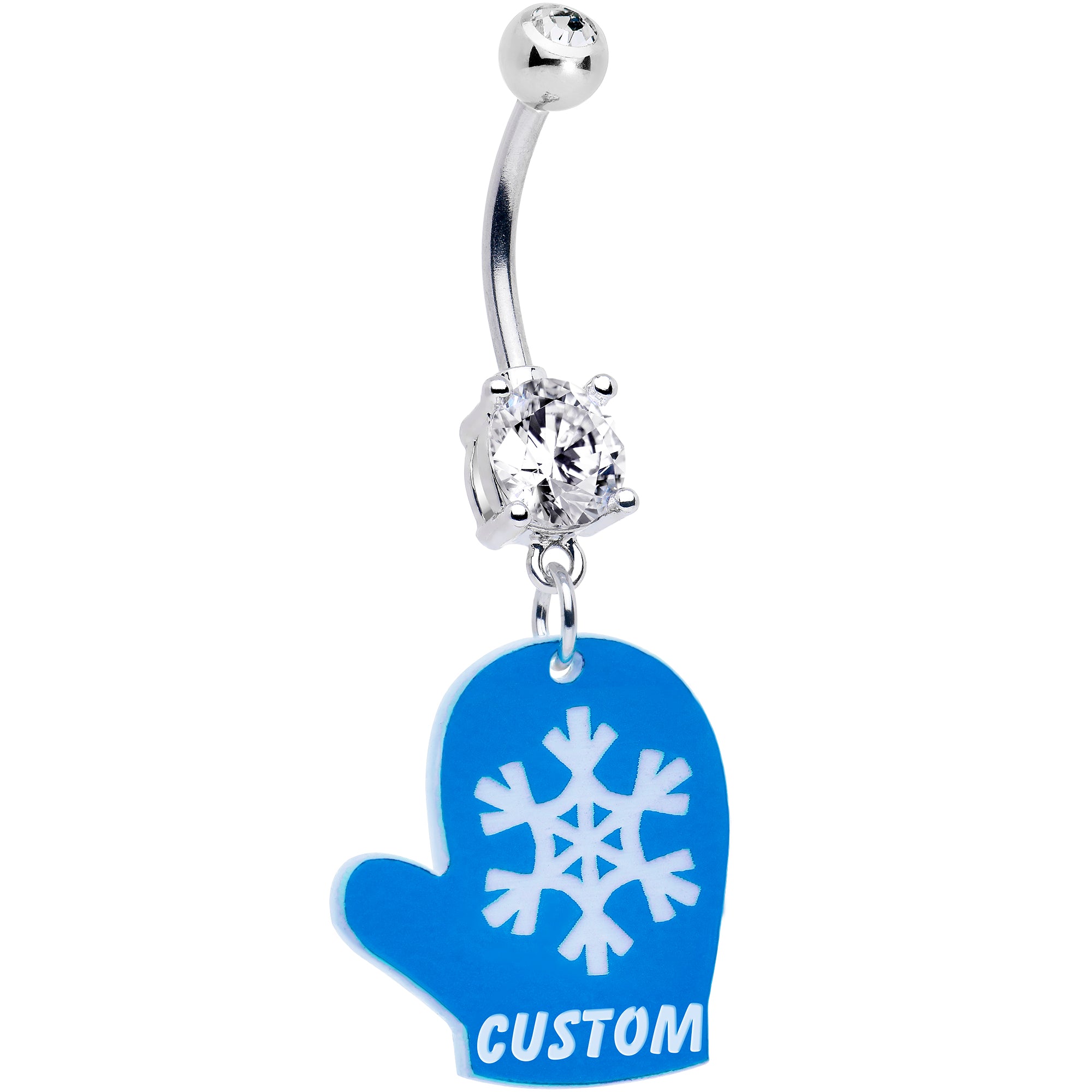 Custom Holiday Mitten Personalized Dangle Stainless Steel Belly Ring (More Colors) stylish jewelry