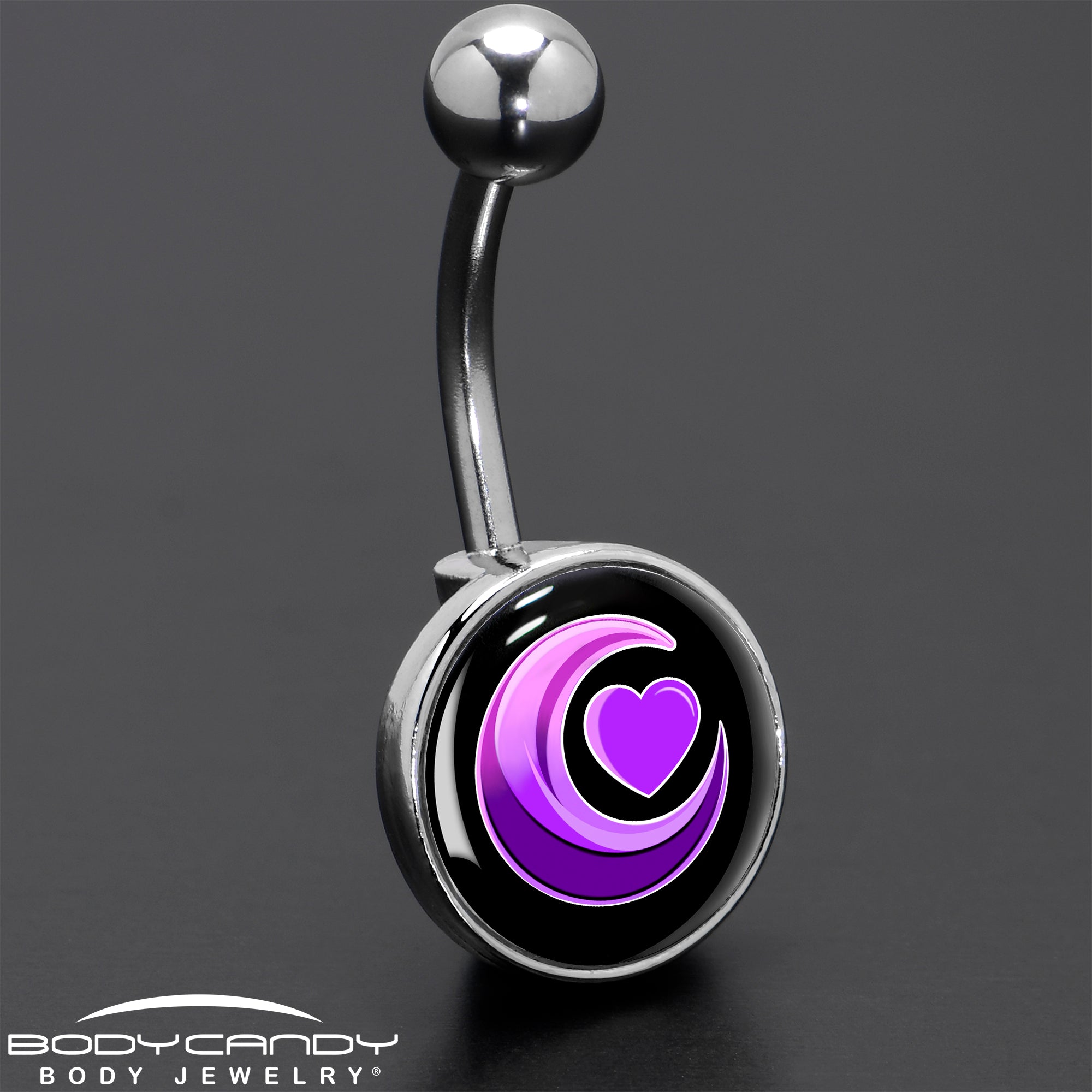 Crescent Moon Heart Belly Ring by Onyx O