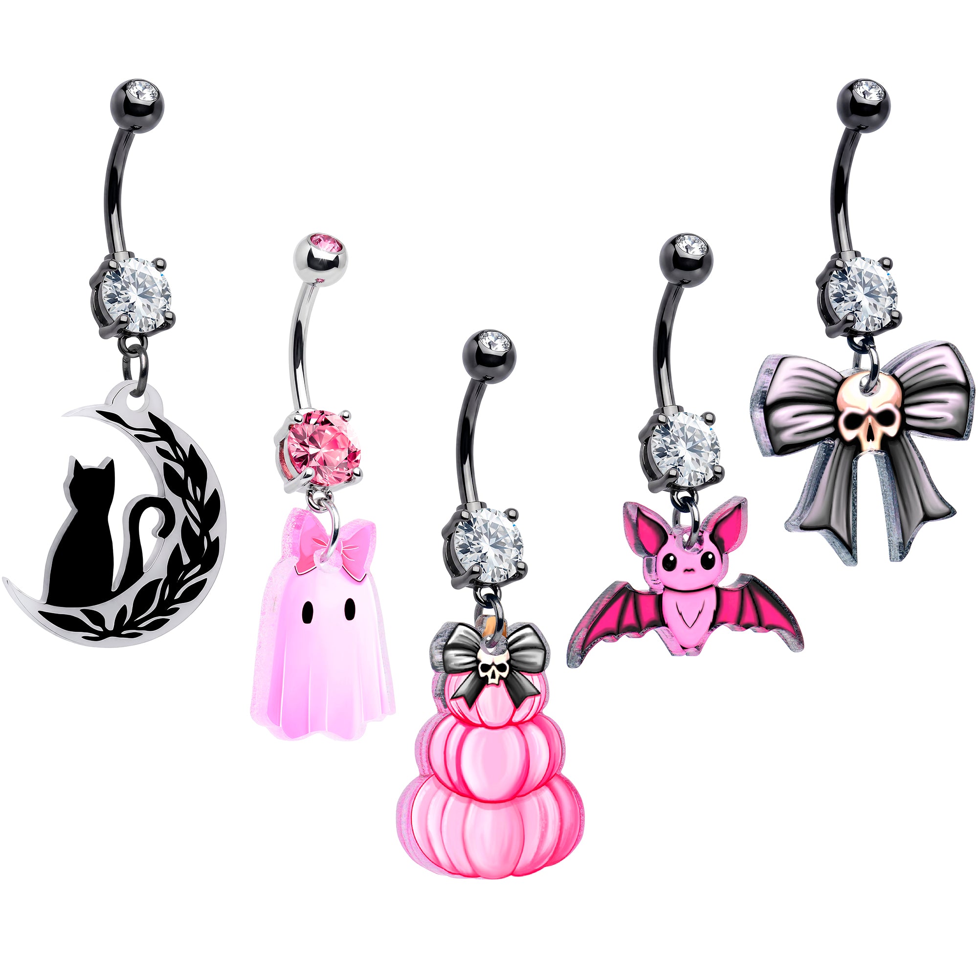 Onyx O Wickedly Cute Halloween Navel Ring 5 Pack
