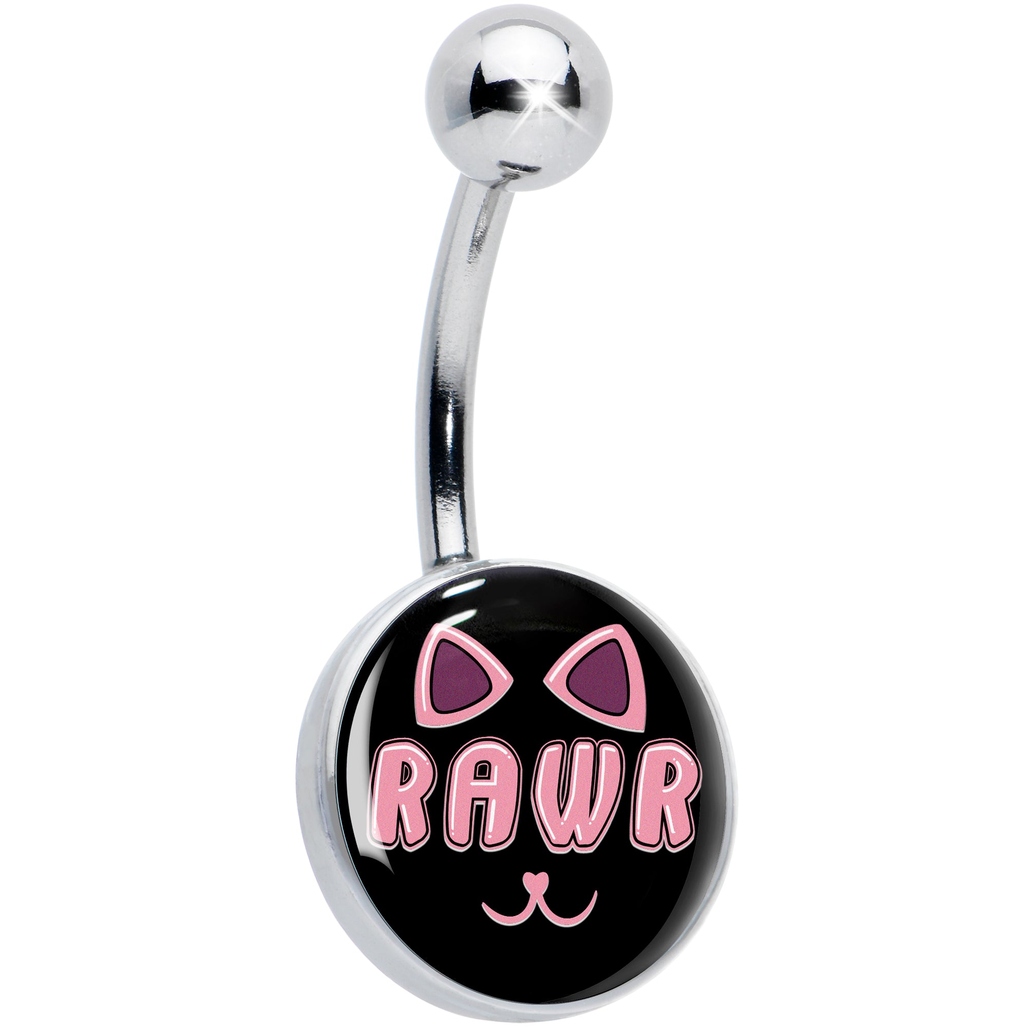 RAWR Kitty Cat Hypoallergenic Stainless Steel Belly Ring