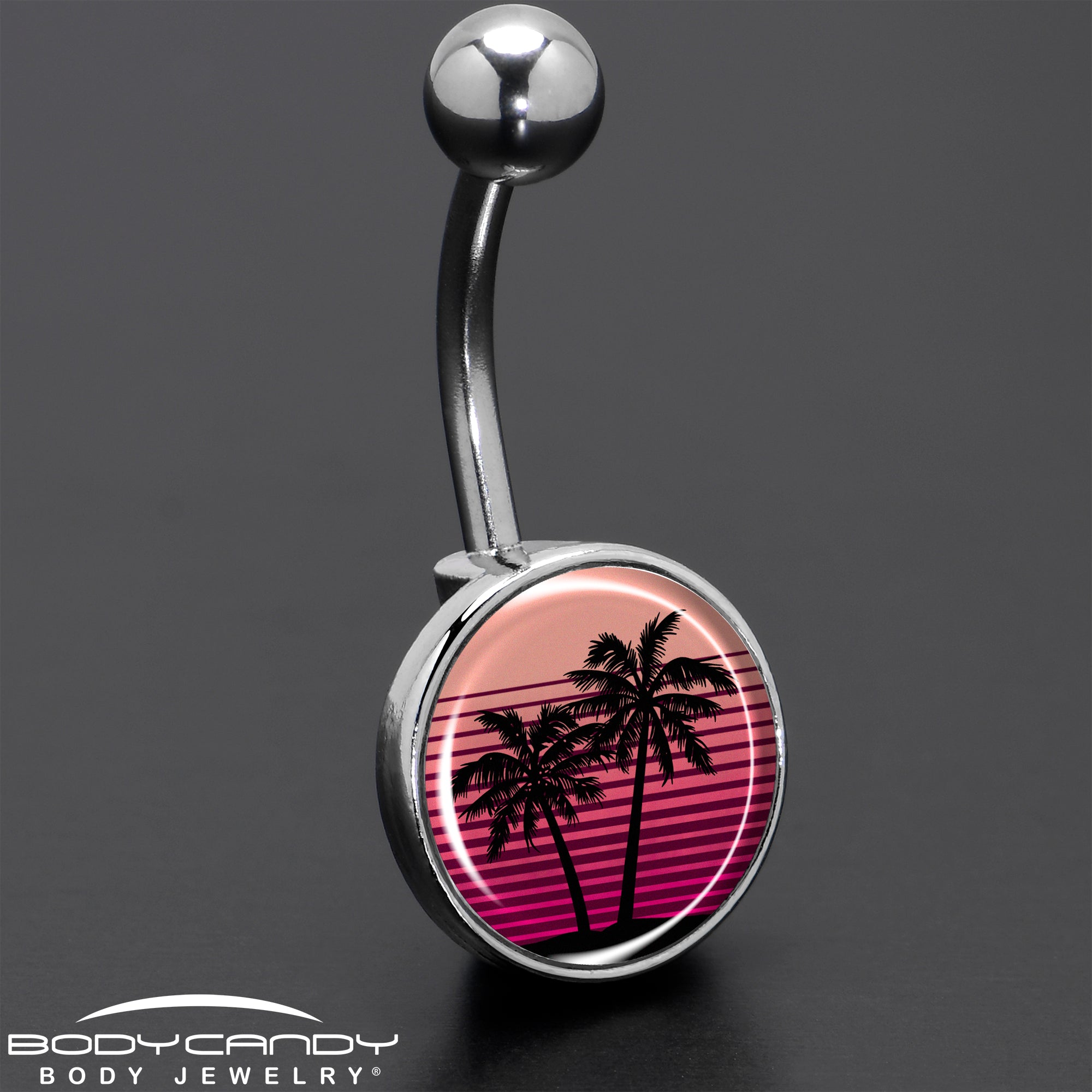Palm Tree Retro Sunset Belly Ring
