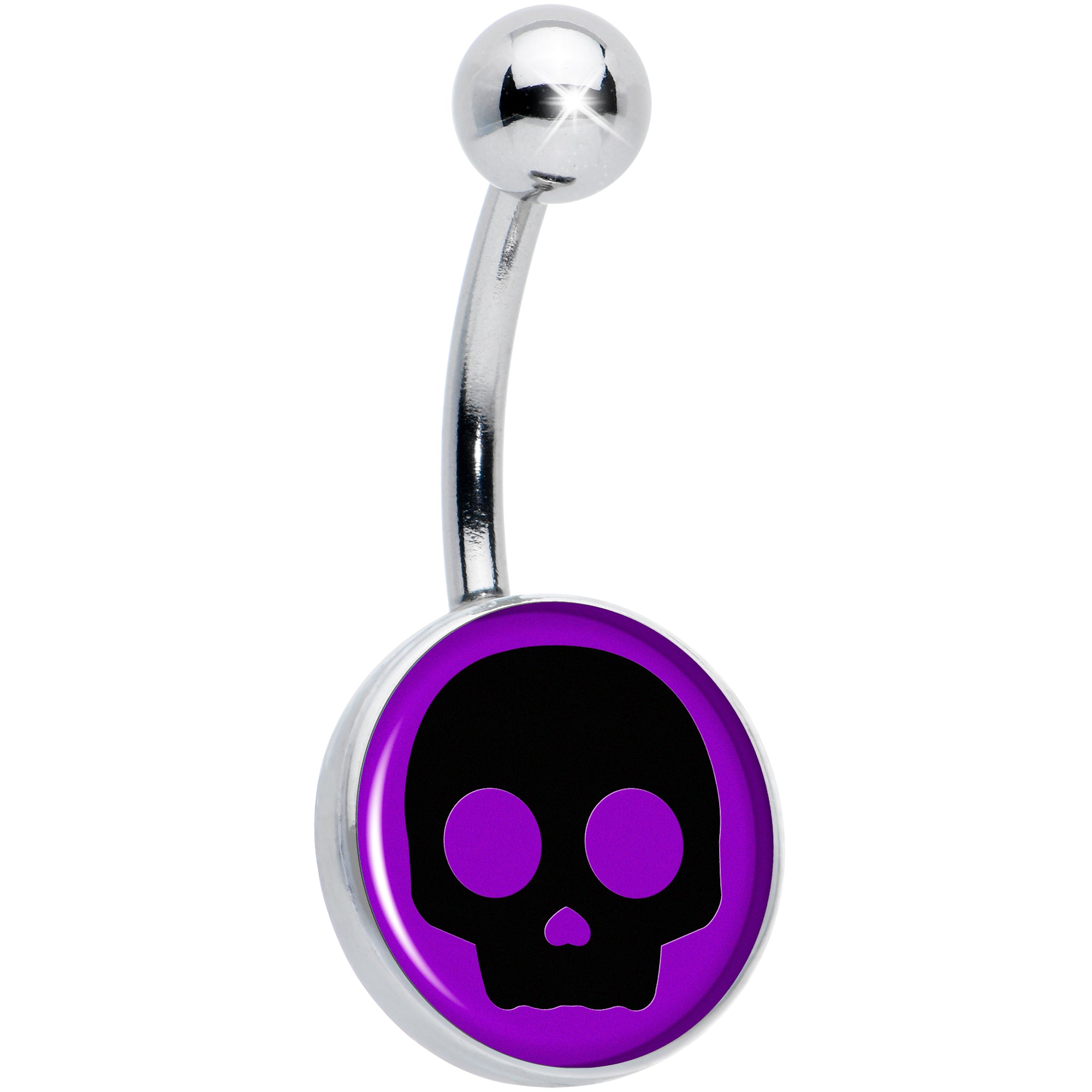 Purple Black Simple Skull Hypoallergenic Stainless Steel Belly Ring