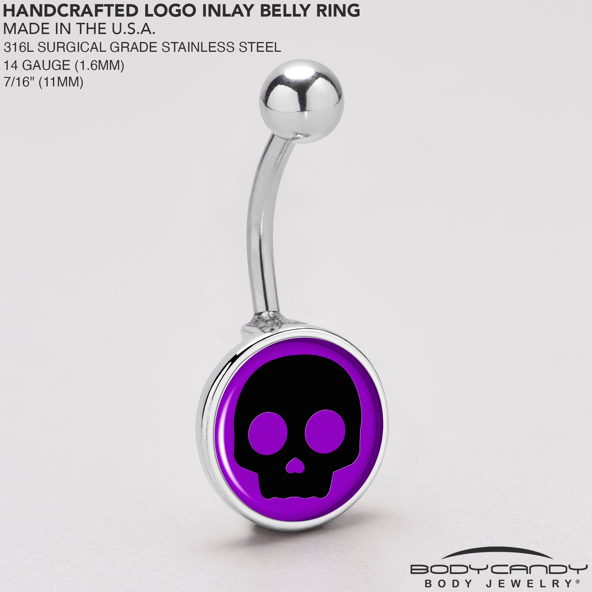 Purple Black Simple Skull Stainless Steel Belly Ring stainless steel navel piercing