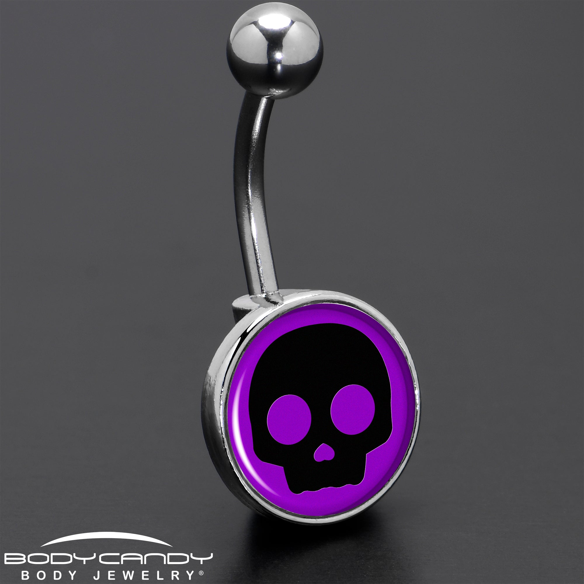 Purple Black Simple Skull Belly Ring