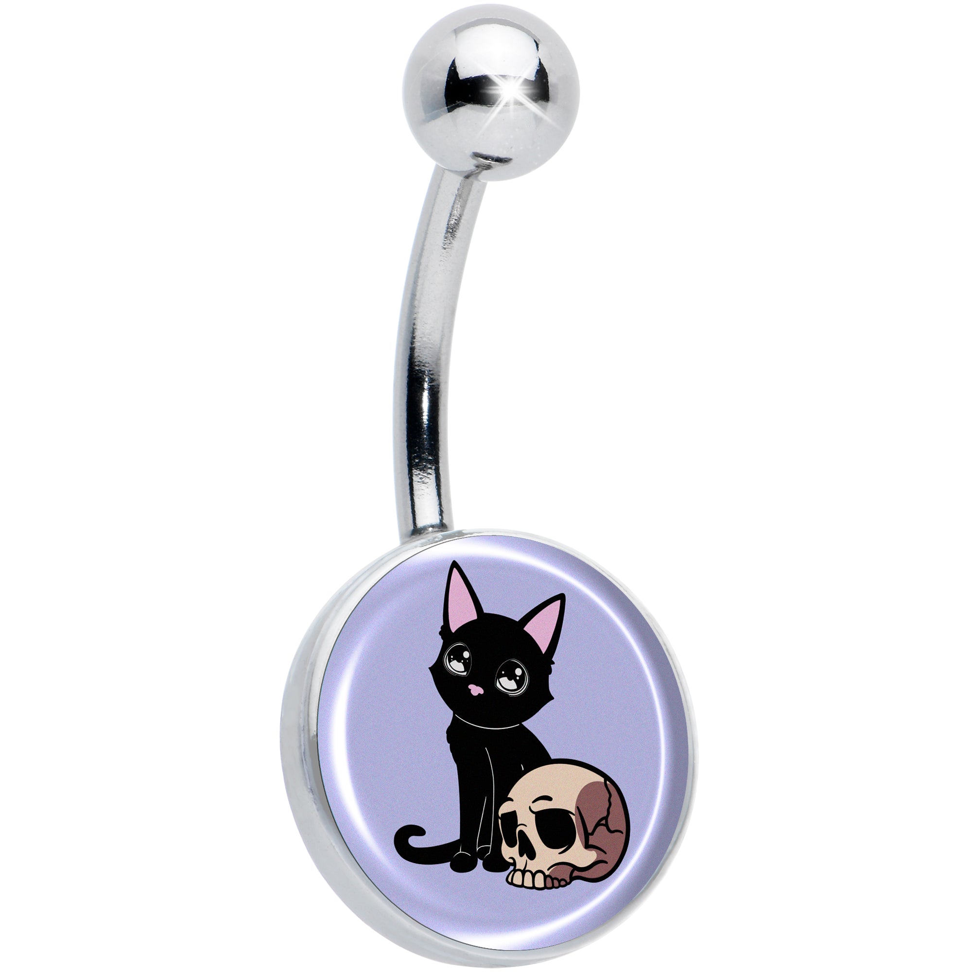 Skull Cat Hypoallergenic Stainless Steel Belly Ring