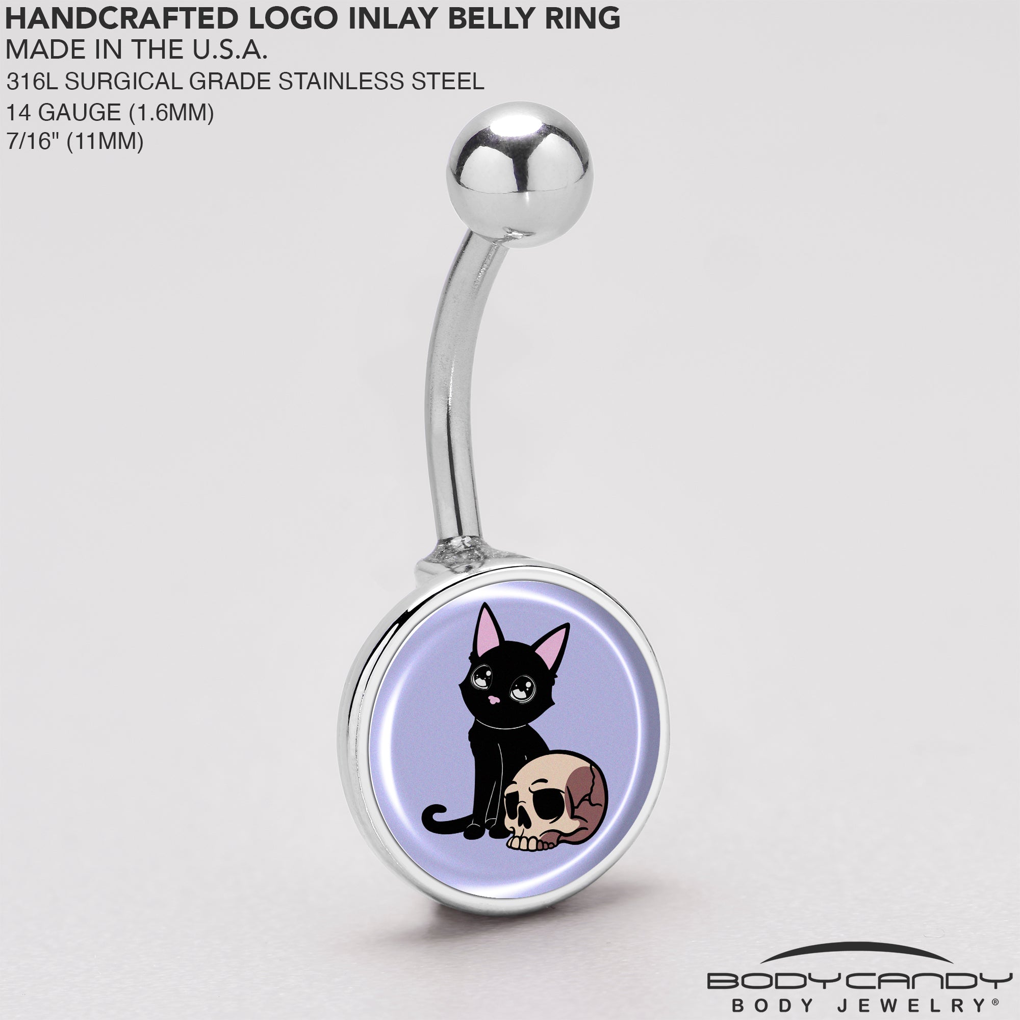 Skull Cat Stainless Steel Belly Ring stainless steel navel piercing