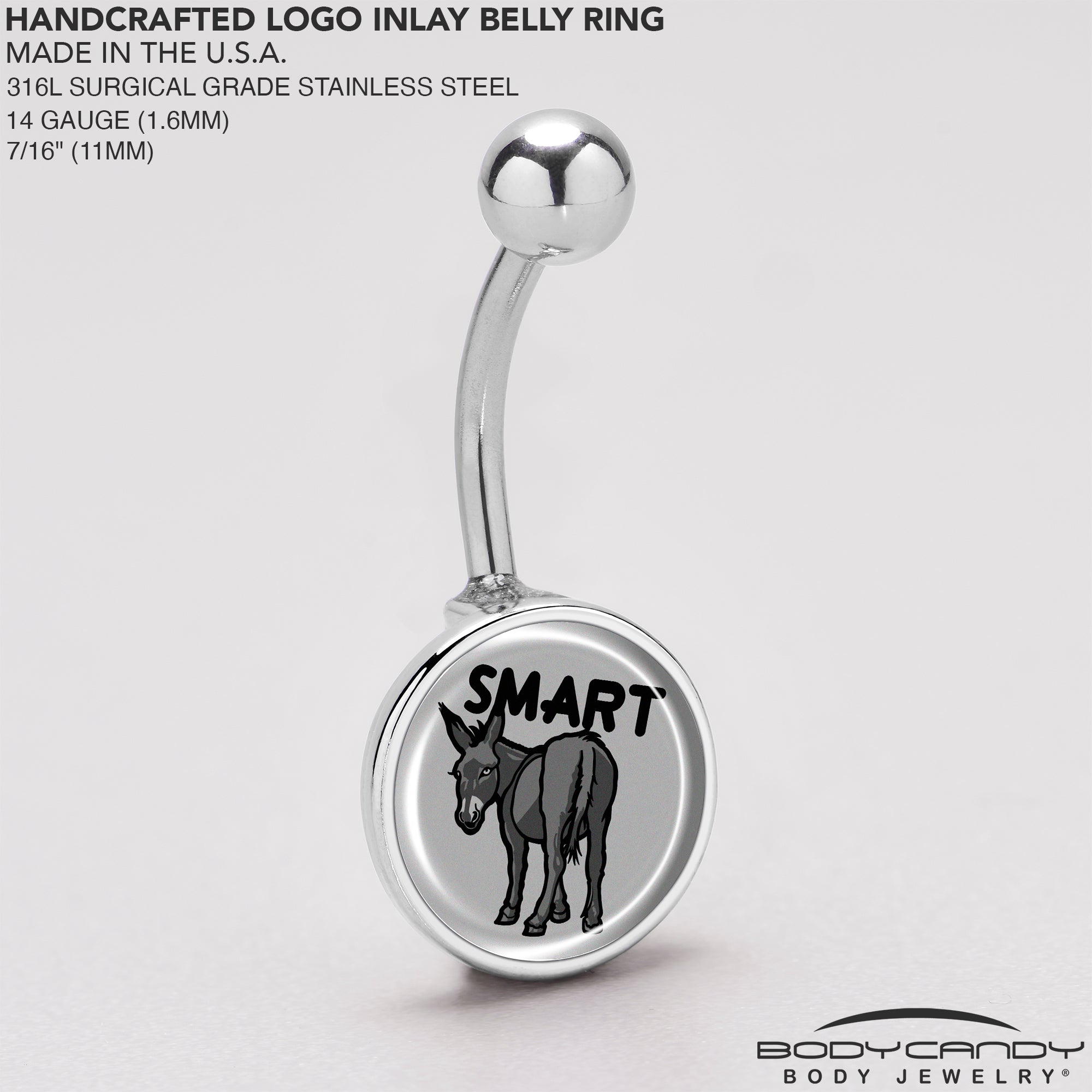 Donkey Smart Ass Stainless Steel Belly Ring stainless steel navel piercing