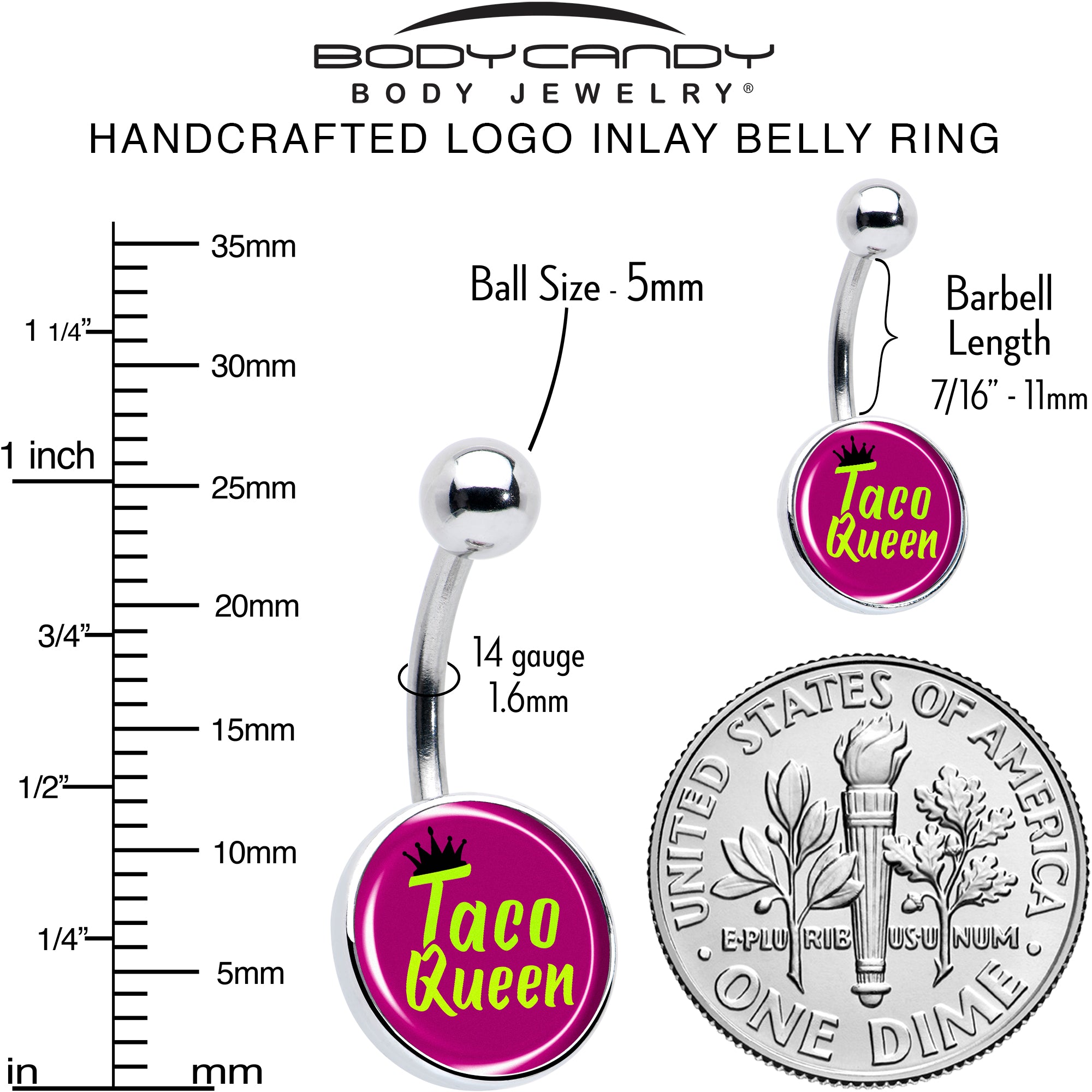 Taco Queen Belly Ring with playful and bold design