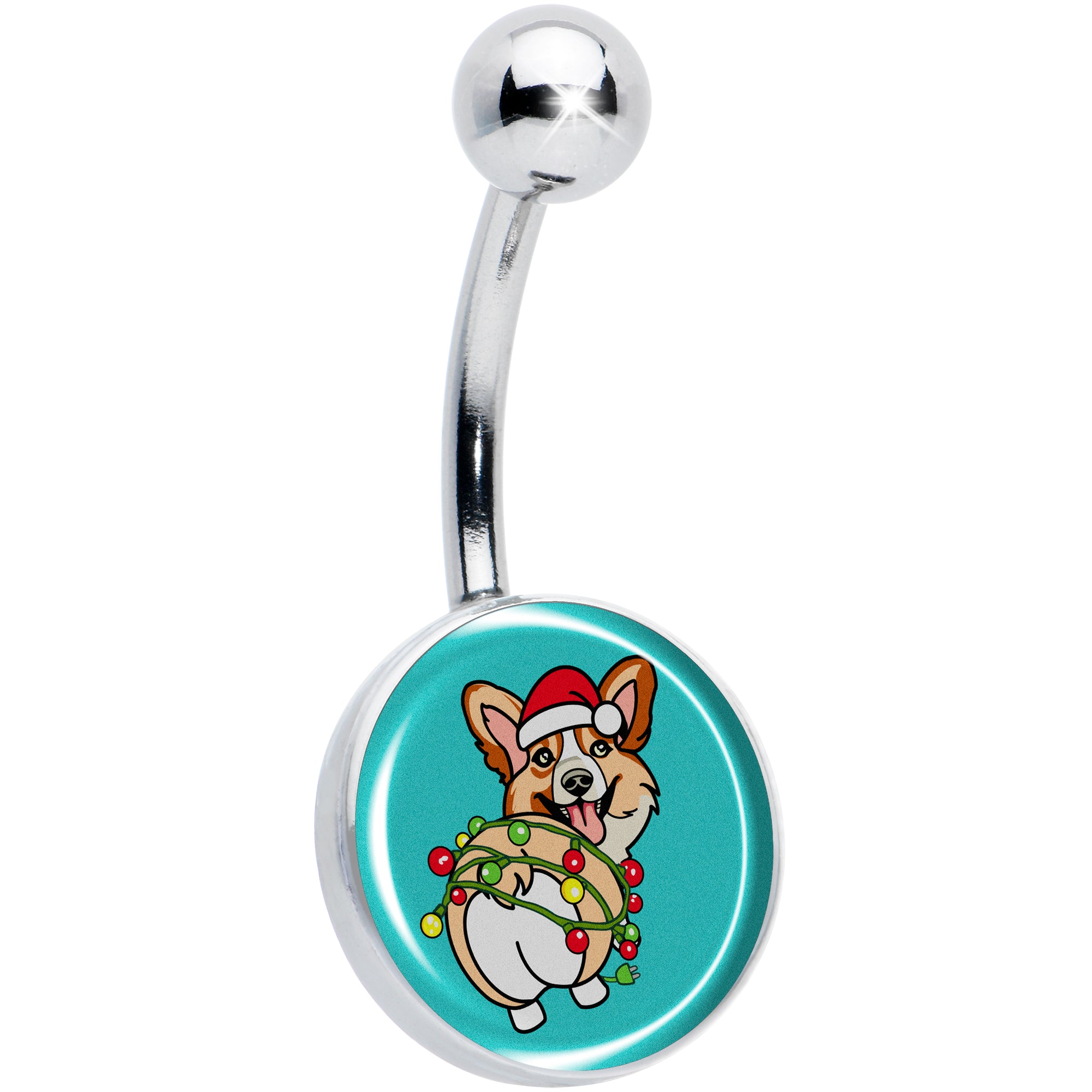 Christmas holiday lights corgi dog belly ring