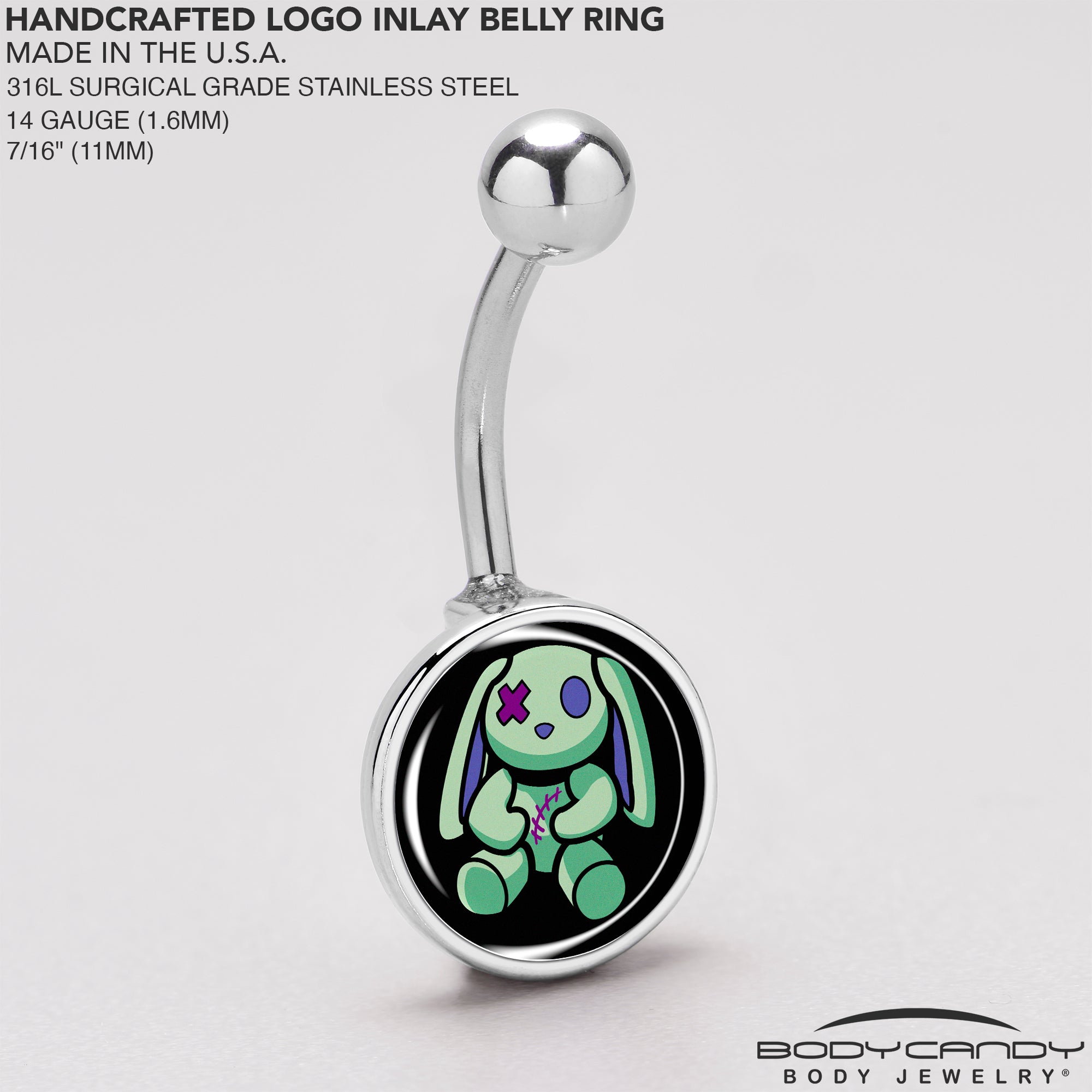 Zombie Bunny Stainless Steel Belly Ring stainless steel navel piercing