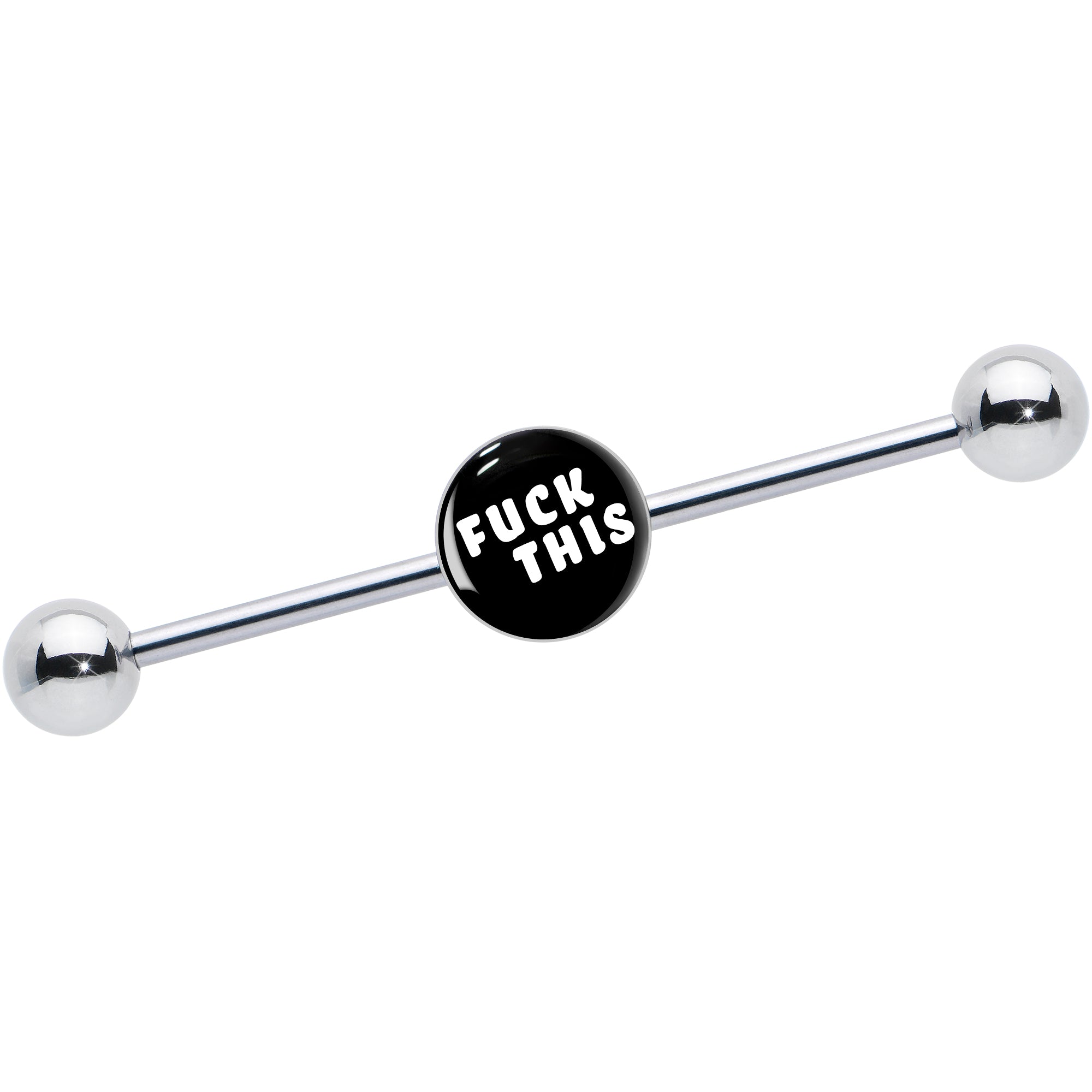 14G Black White F*ck This Industrial Barbell
